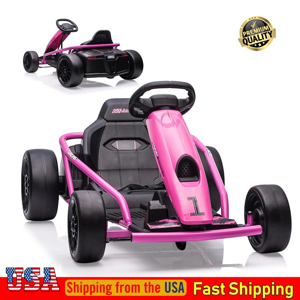 24V Ride-on Electric Go Kart Kid Car Toy 8.1MPH Power with Load Dual 300W Motors