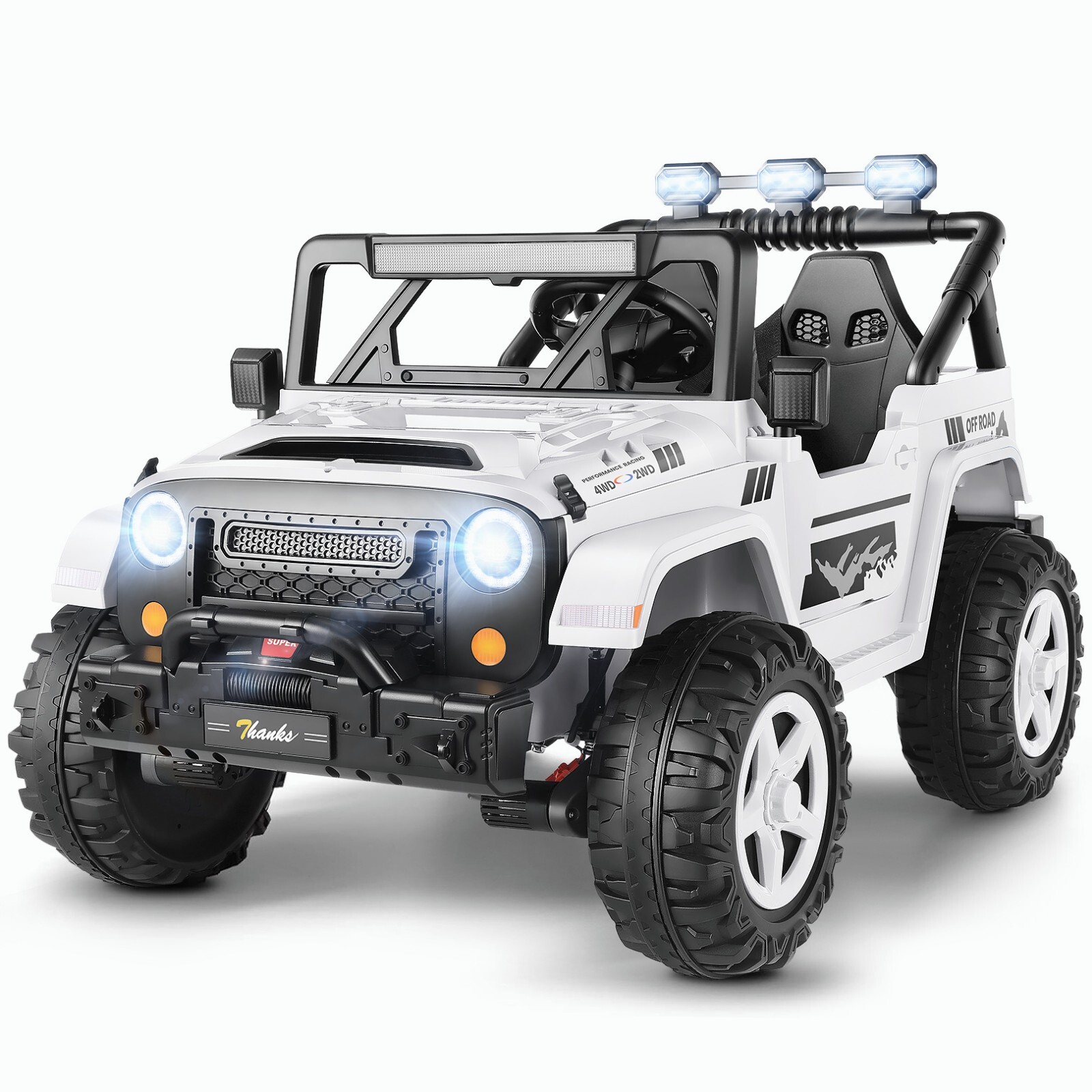 24V 4WD Ride on Cars with Remote Control, 2 Seater Power Wheels w/ 4*200W Motor
