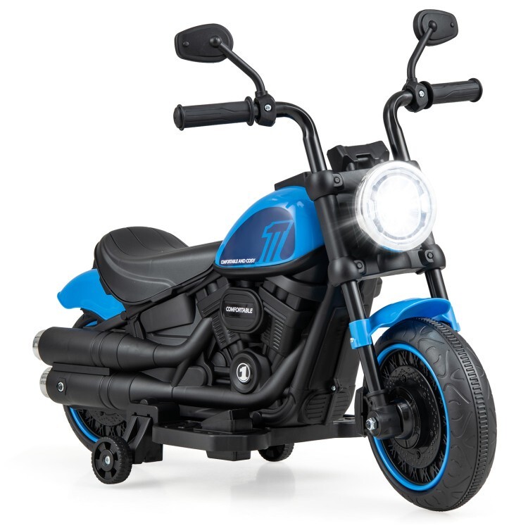 Kids Electric MotorBike Headlights Outdoor Garden Motorcycle W/ Training Wheels