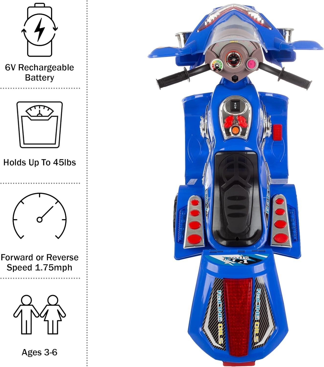 Ride on Toy, 3 Wheel Motorcycle Trike for Kids by Rockin’ Rollers ? Battery P…