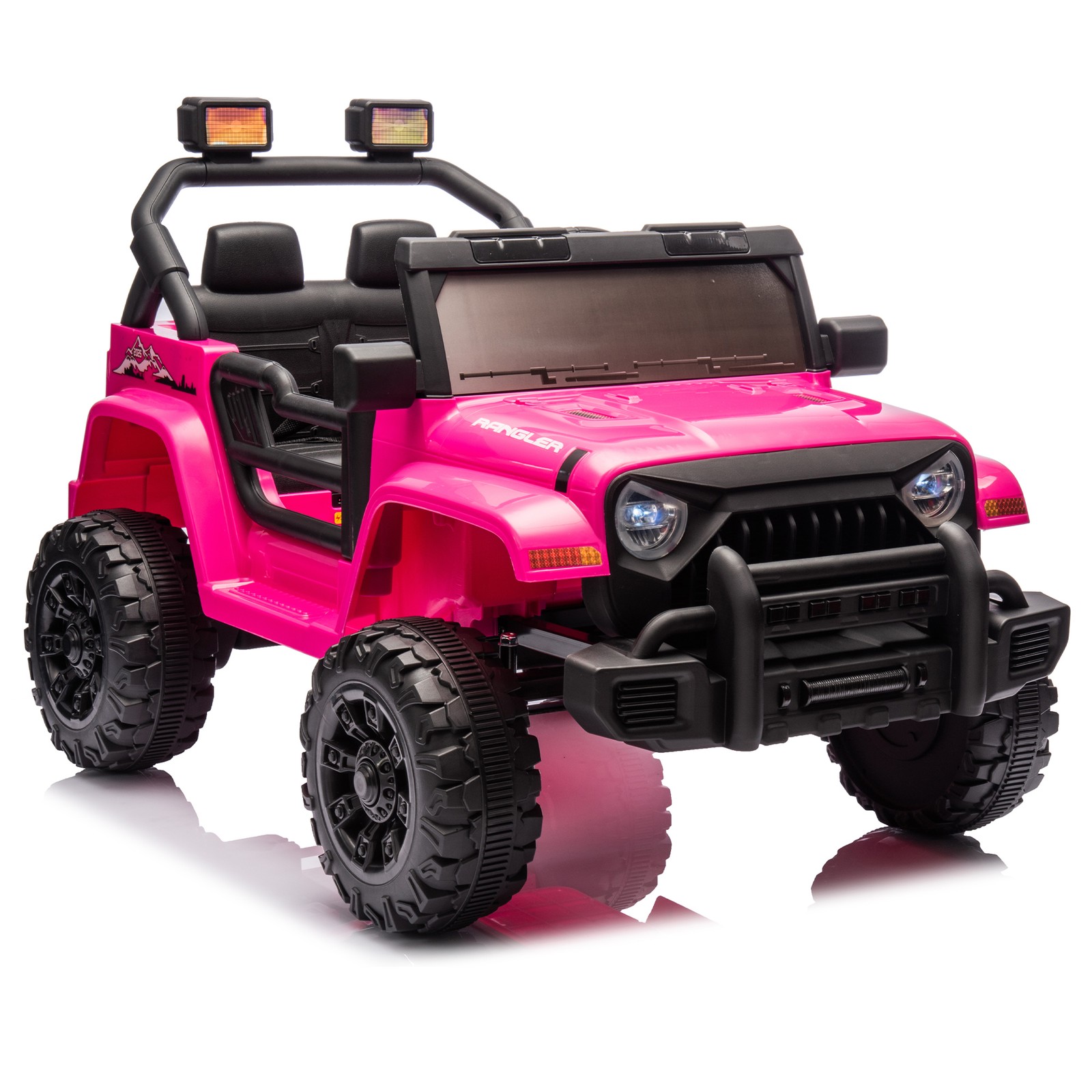 12V Kids Ride On Car Dual Drive 4 wheel With Bluetooth USB for Kids 2-4 Pink