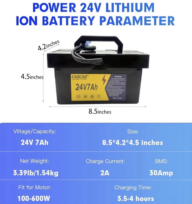 24V 12Ah Lithium Battery for Ride-On Cars, Fits Dynacraft UTVs + 2A Fast Charger