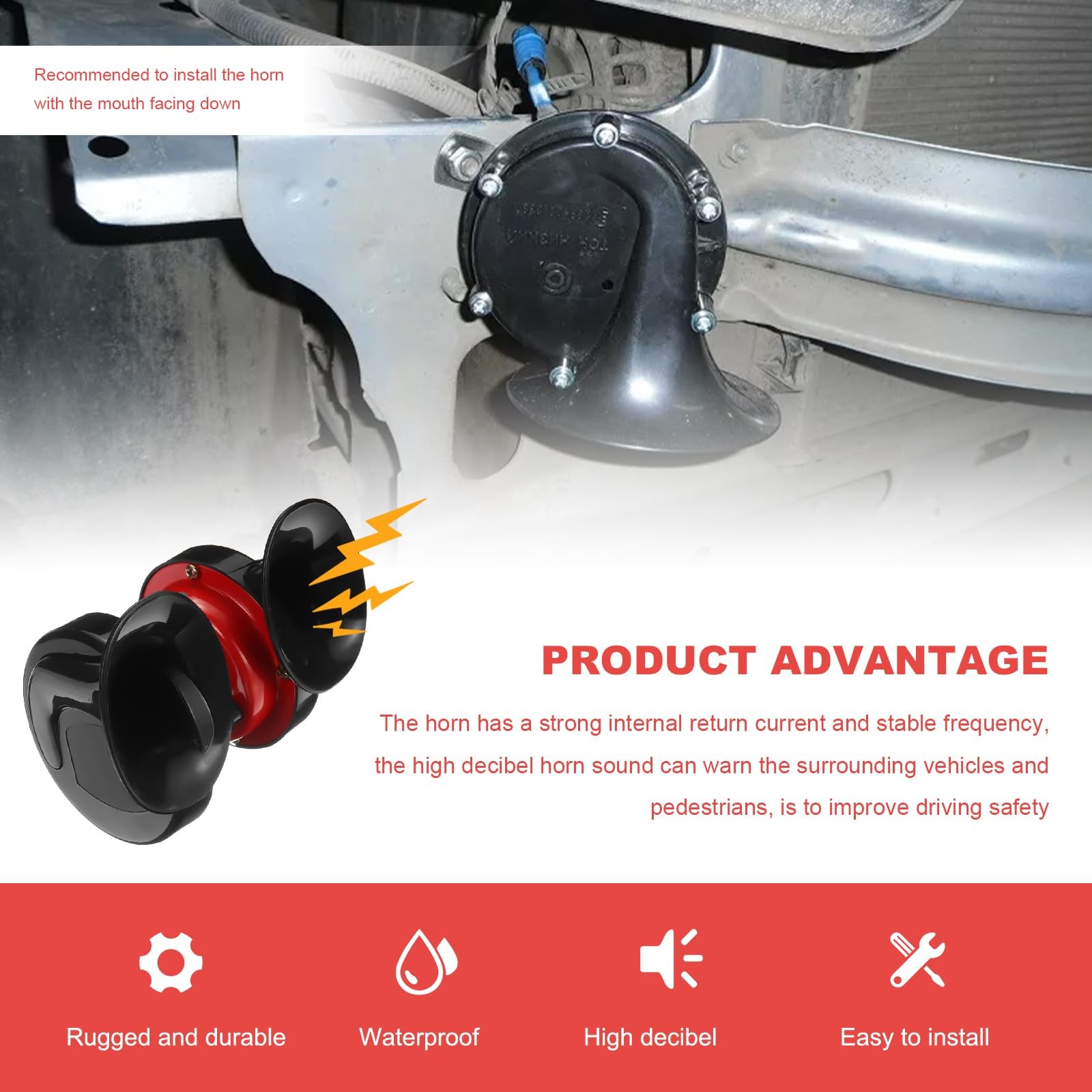 2 Pcs Super Loud Train Horns 12V Car Snail Horn for Motorcycle Truck Boat