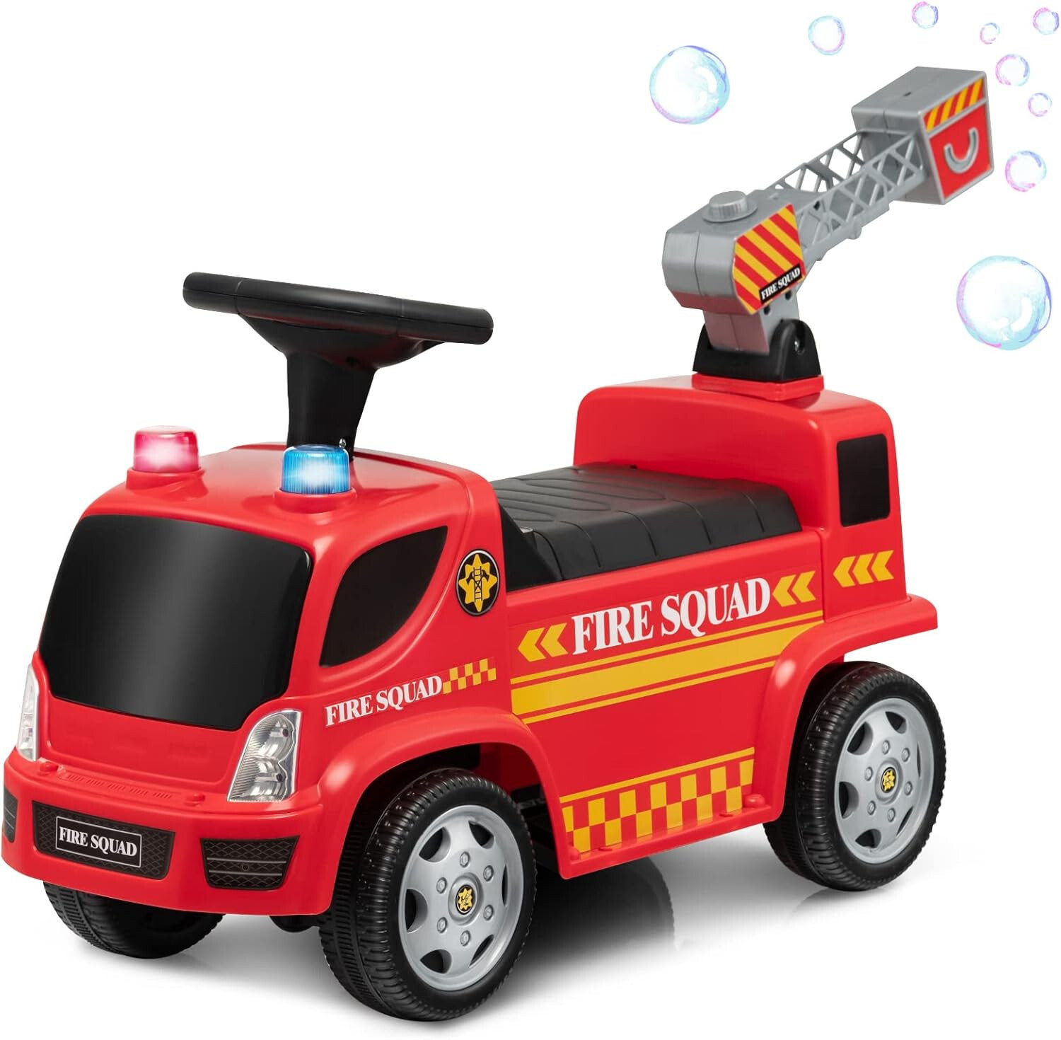 Kids Ride On Fire Truck Foot-to-Floor Sliding Car for Toddlers w/ Sounds & Music