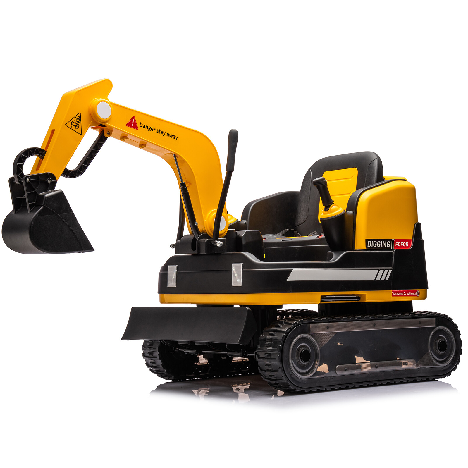 2in1 12V 360° Kids Yellow Ride on Excavator Traxcavator Toys with RC