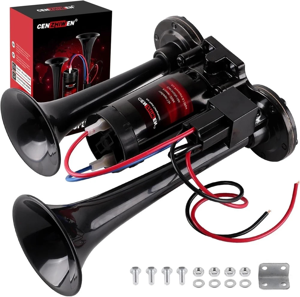 Air Horn for Car/Trucks, 150dB Super Loud Train Horn,with All-in-One 12V Air Com