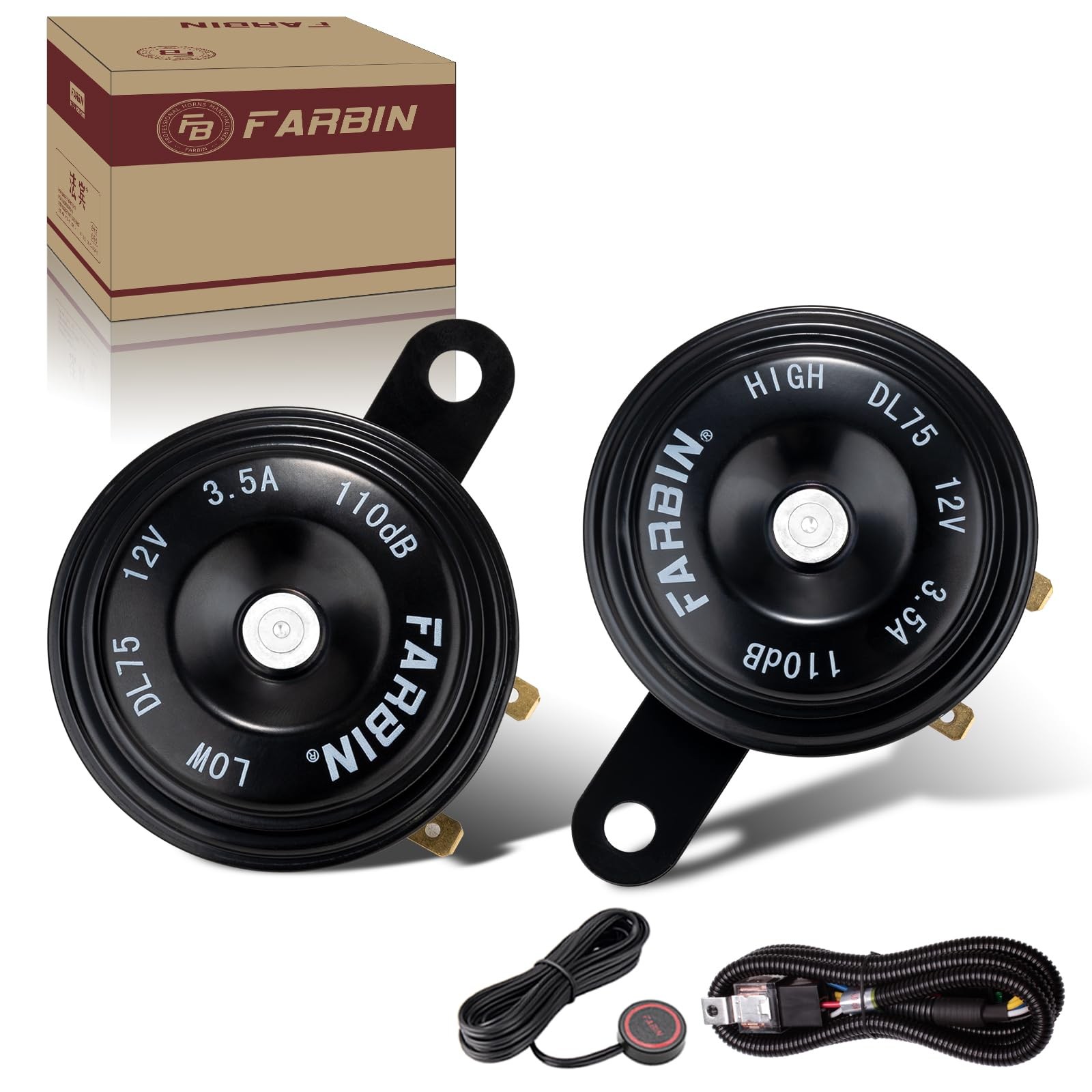 12V 110dB Compact Waterproof High Low Tone Car Motorcycle Electric Horn