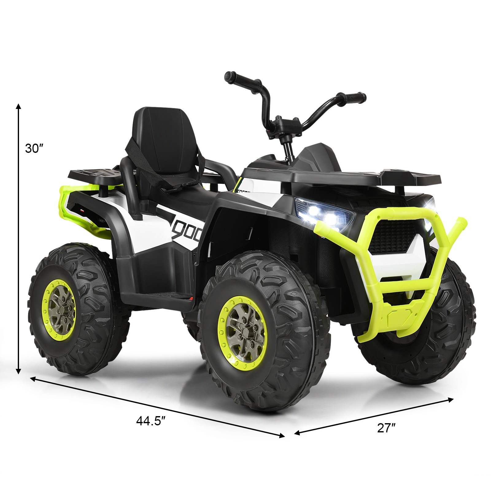 12V Kids Electric 4-Wheeler ATV Quad 2 Speeds Ride On Car w/MP3&LED Lights White