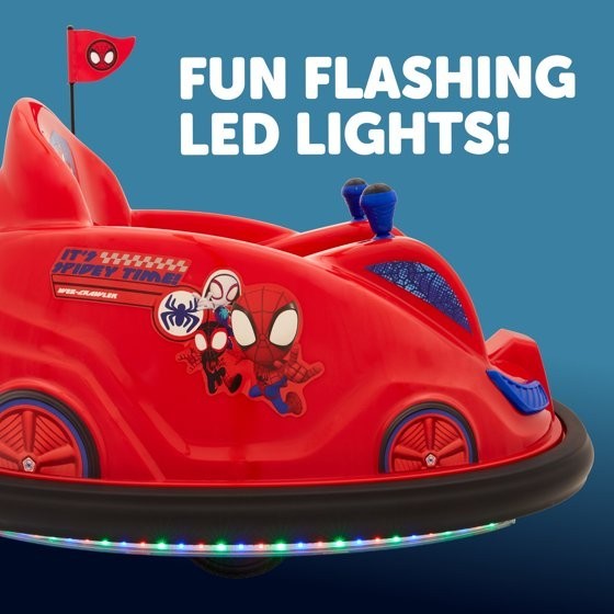 Marvel Spider Man Battery-Powered Bumper Car Ride-On, Ages 18-48 Months, Red