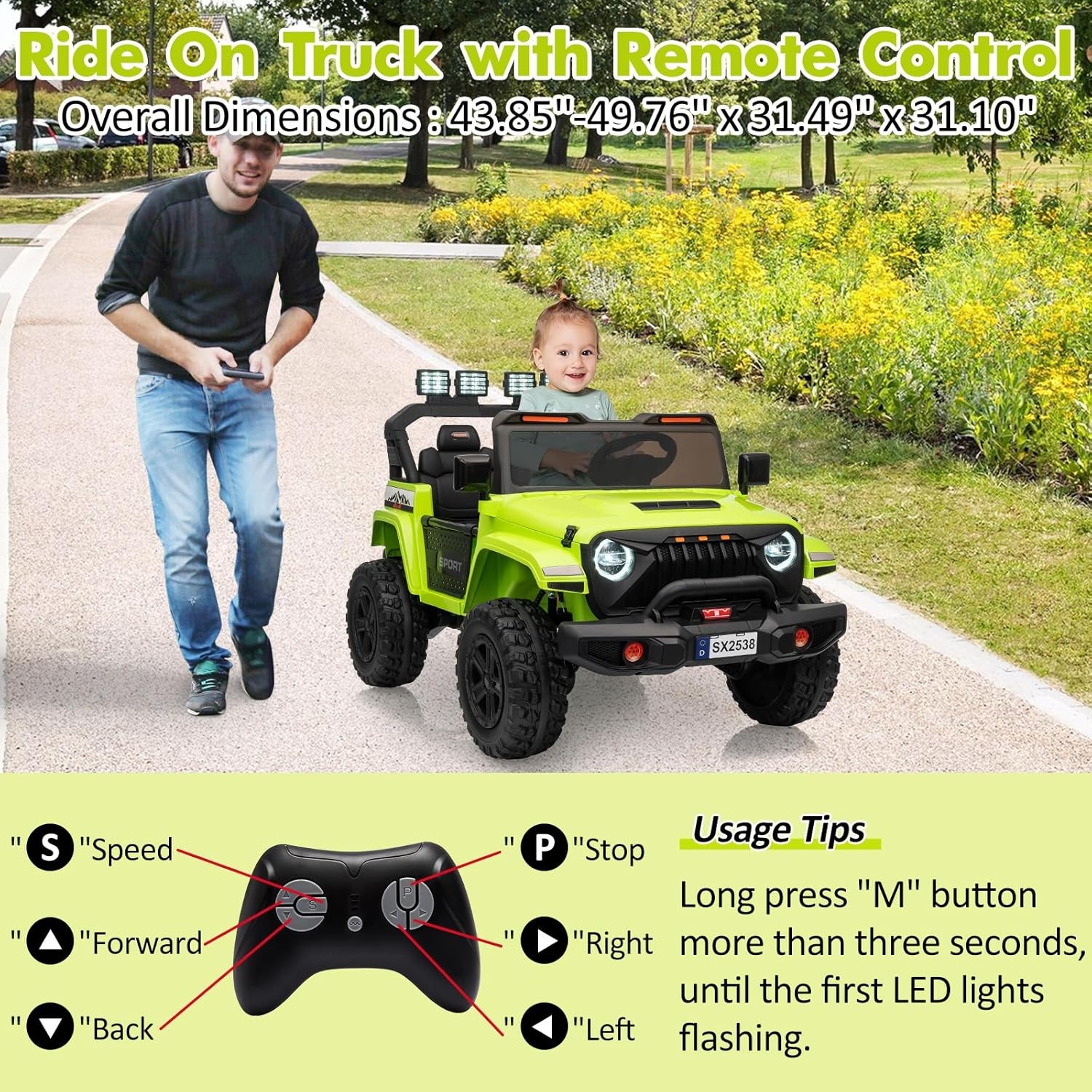 24V Powered Battery Truck Kids Ride On 2-Seater Car w/ Parent Remote Control US