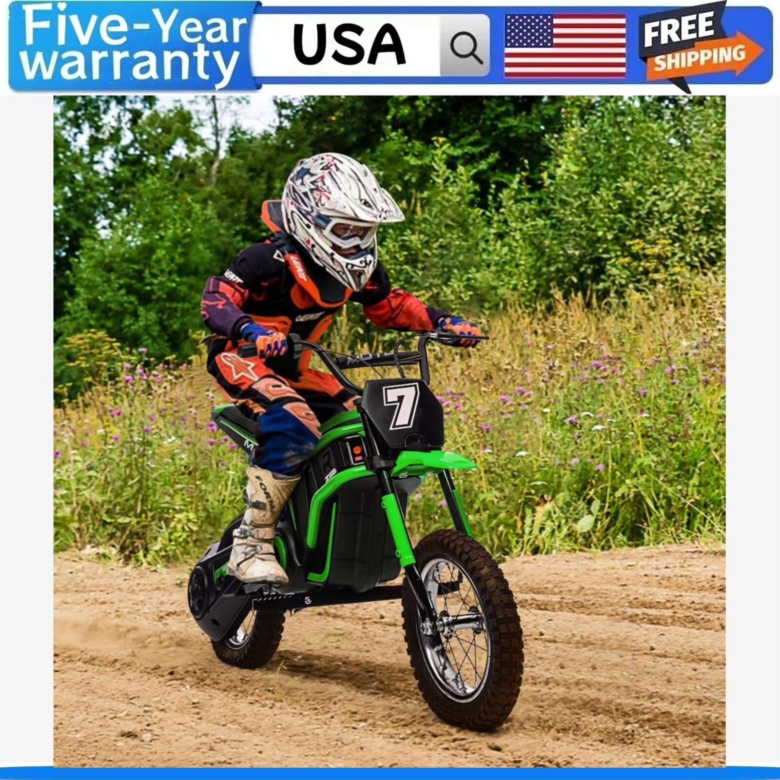 24V Electric Dirt Bike for Kids Up to 14.29 MPH 2-Speed Modes 350W Motorcycle