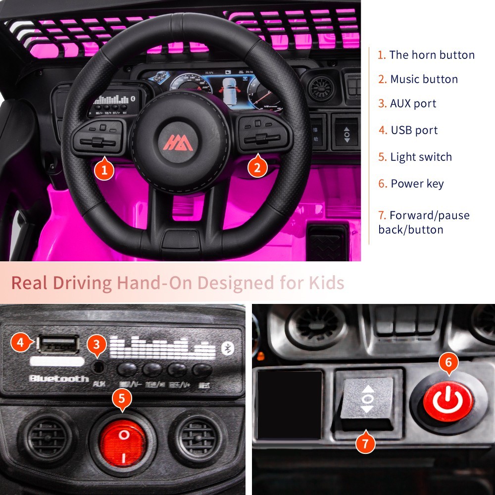 12V Kids Electric Car Ride on Toy Pink Jeep-style Battery Powered w/Remote MP3