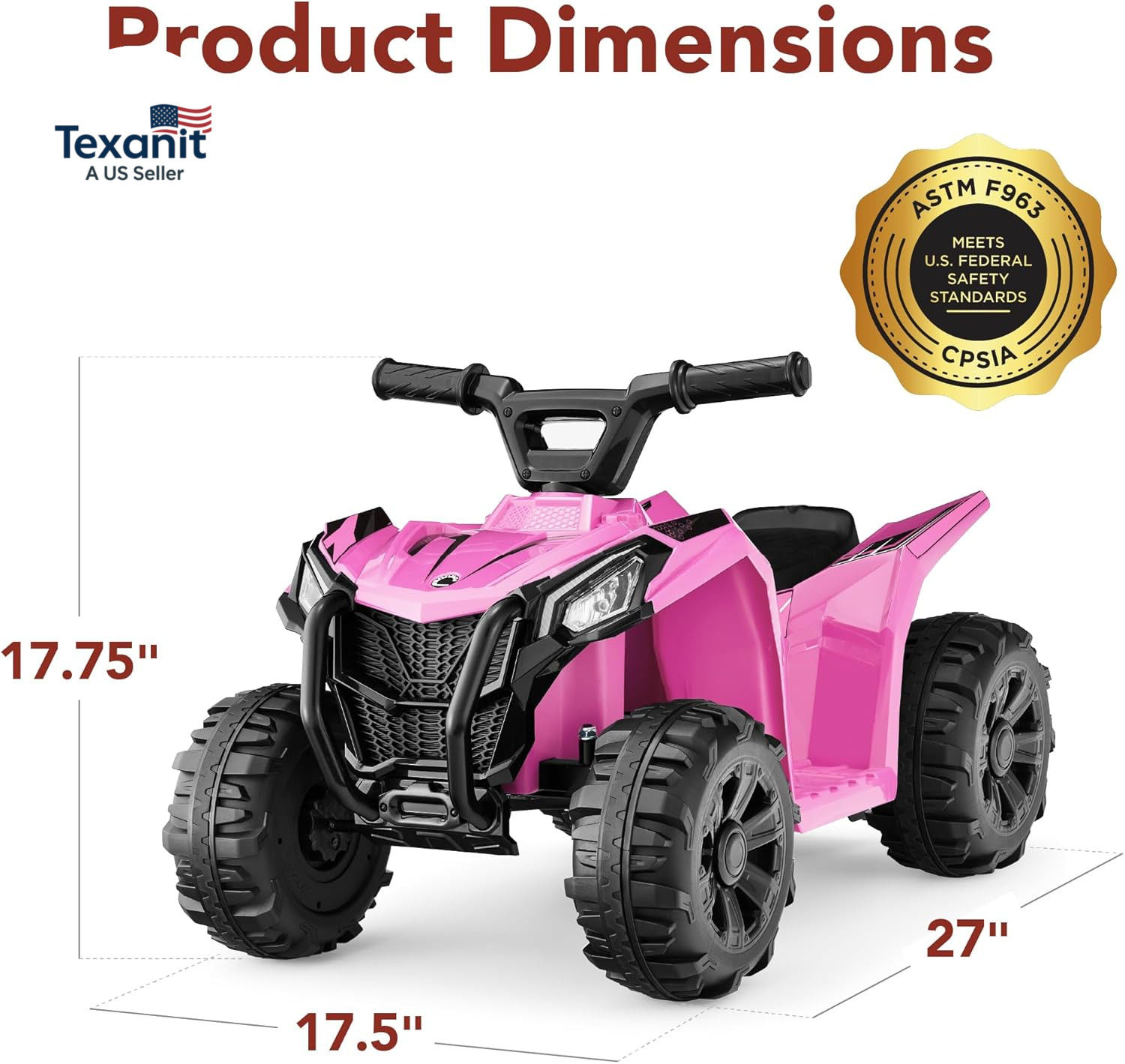 6V Kids Ride on Toy, 4-Wheeler Quad ATV Play Car W/ 1.8MPH Max Speed, Treaded Ti