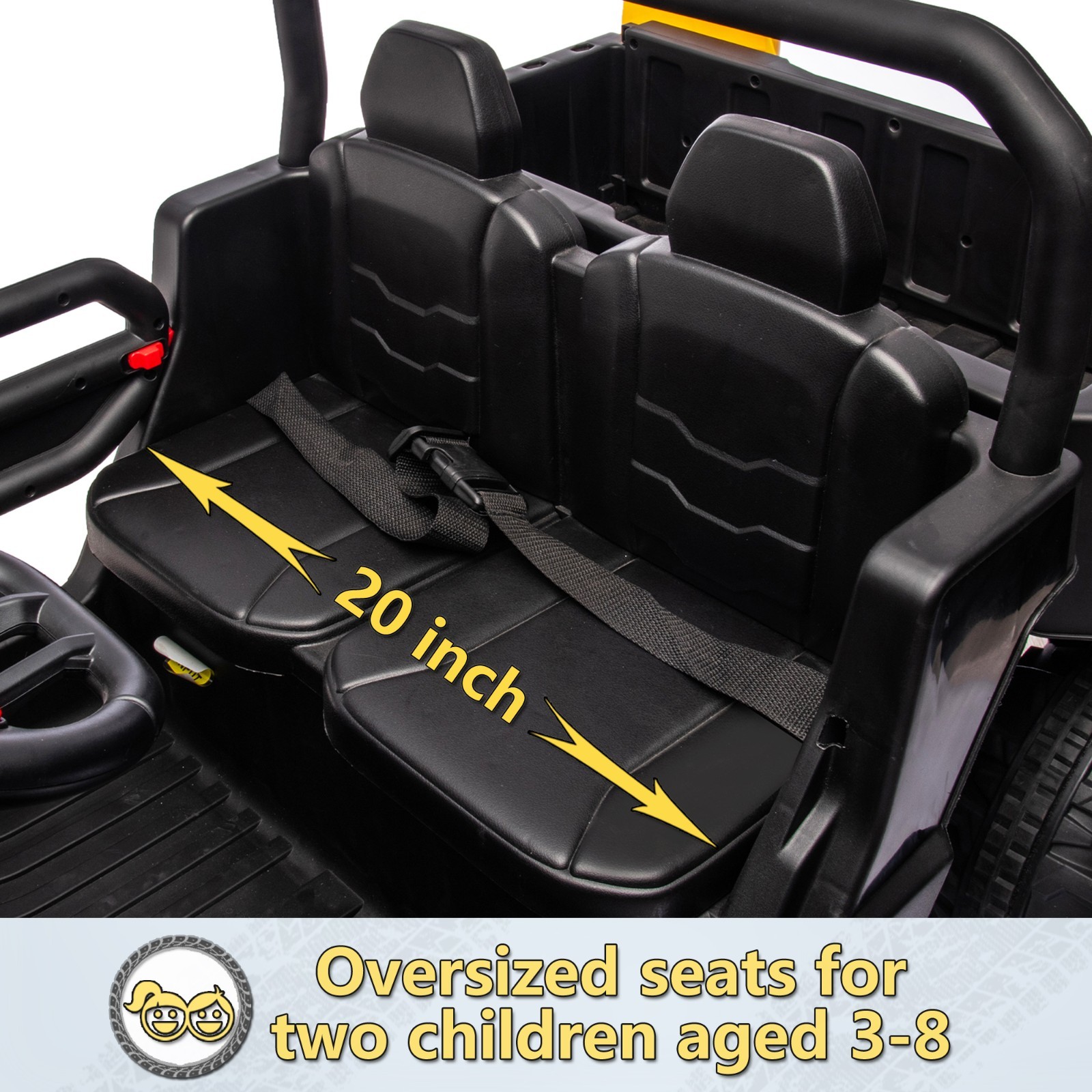 24V Kids Electric Car Truck, 2 Seater Ride on UTV Toys w/Dump Bed, Remote,LED