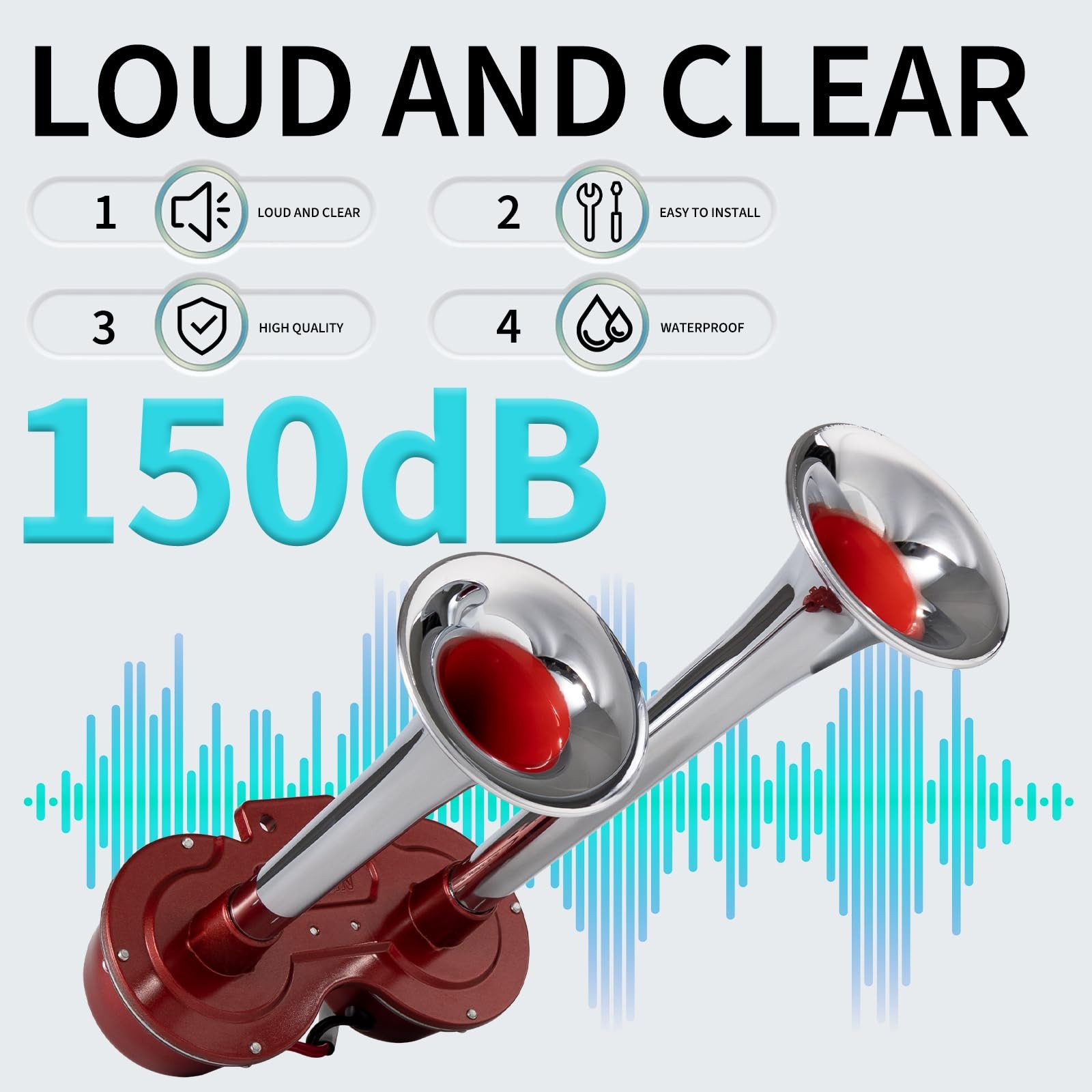 150DB Train horns for Truck,Super Loud 12V Electric Horn,Upgraded Fashion Mot…