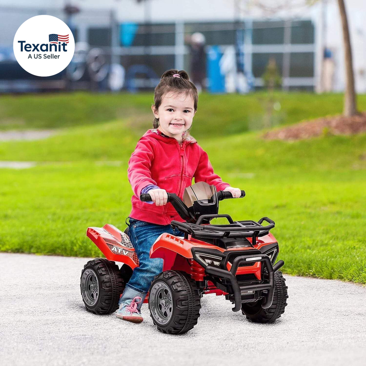 Kids ATV Four Wheeler Ride on Car, Motorized Quad, 6V Battery Powered Electric Q