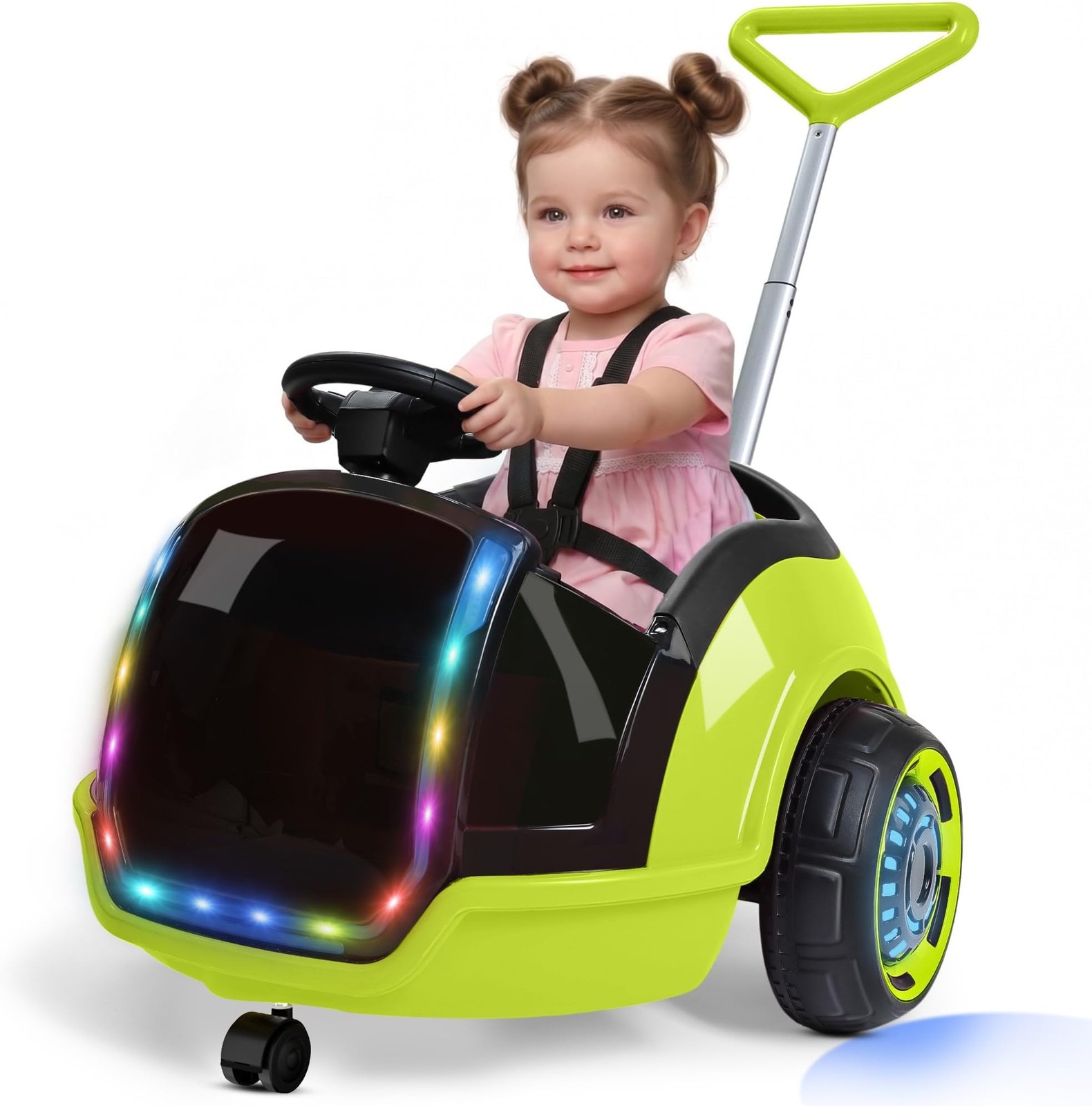 ANPABO 3-in-1 Electric Push Ride On Car, 12V Kids Ride On Toy w/Remote Contro…