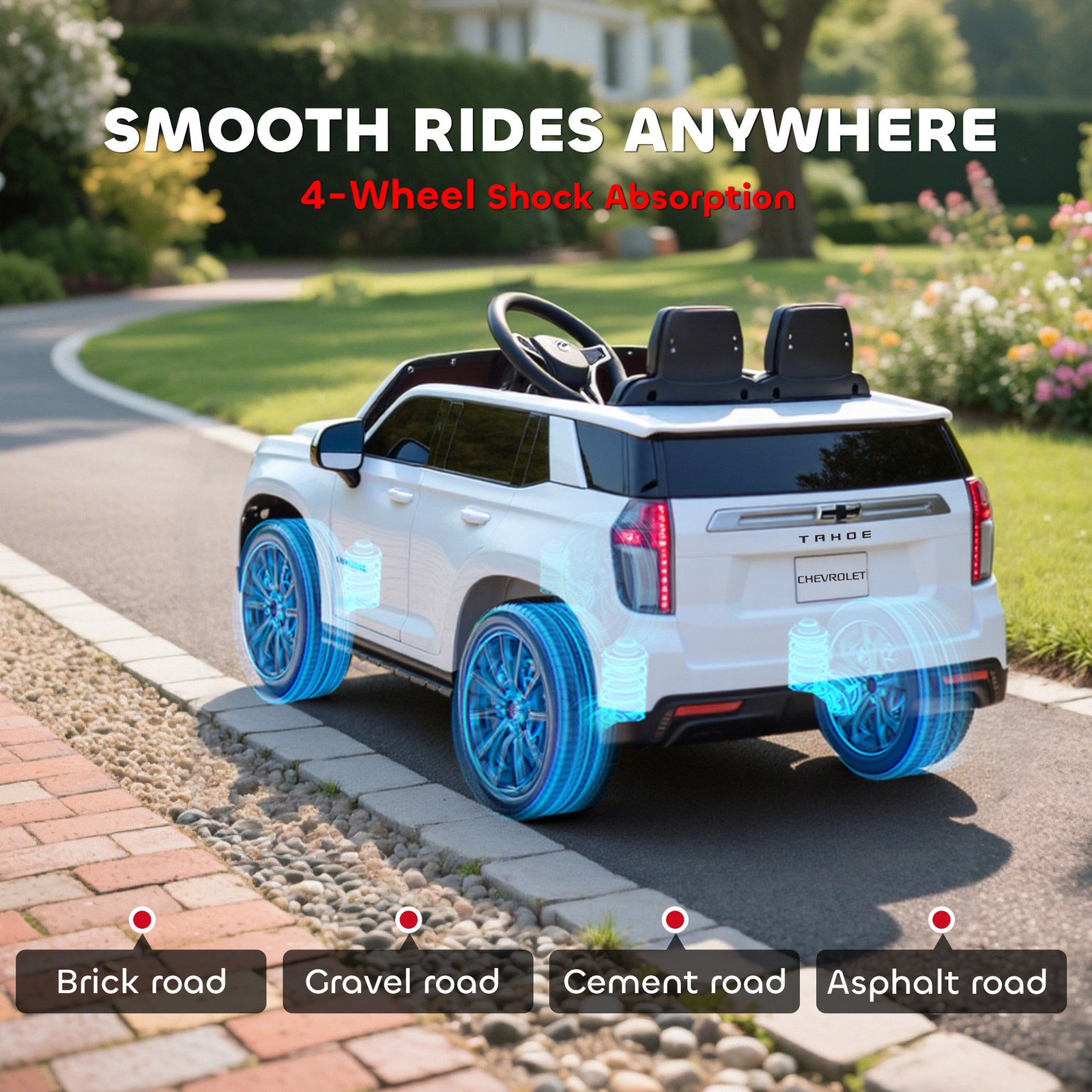 12V Licensed Chevrolet TAHOE Kids Ride-on Toy w/ Music Suspension System White