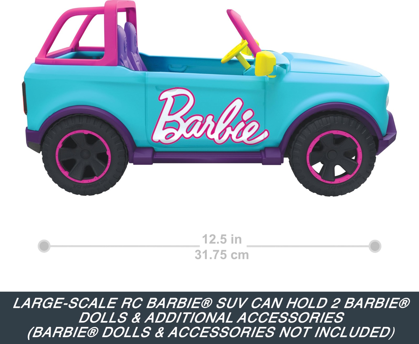 Hot Wheels Barbie RC SUV & Stickers, Can Hold & Store 2 Barbie Dolls & Access…