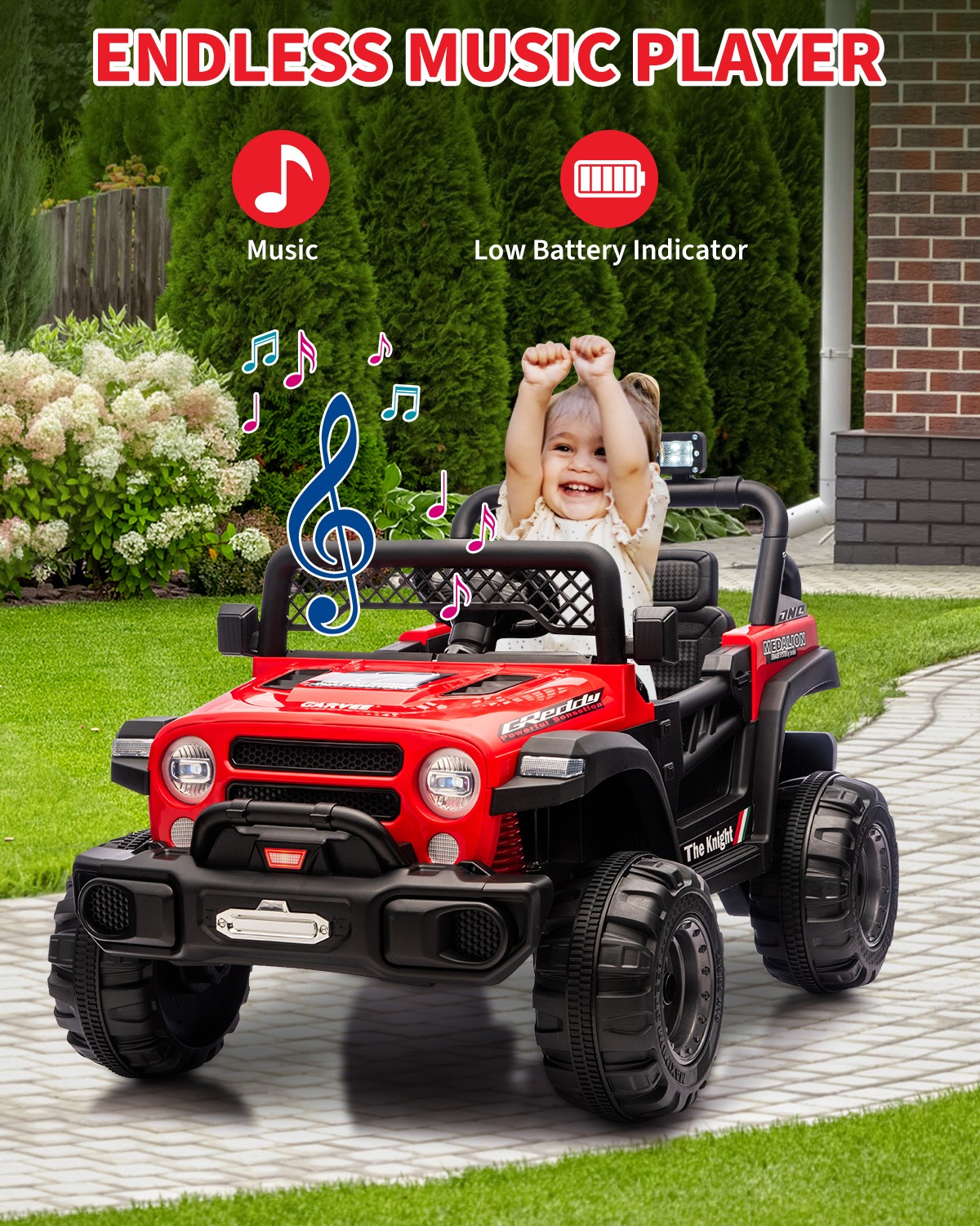 Kids Electric Ride-on Car, 12v Battery Truck with Dual Motors & Remote Control