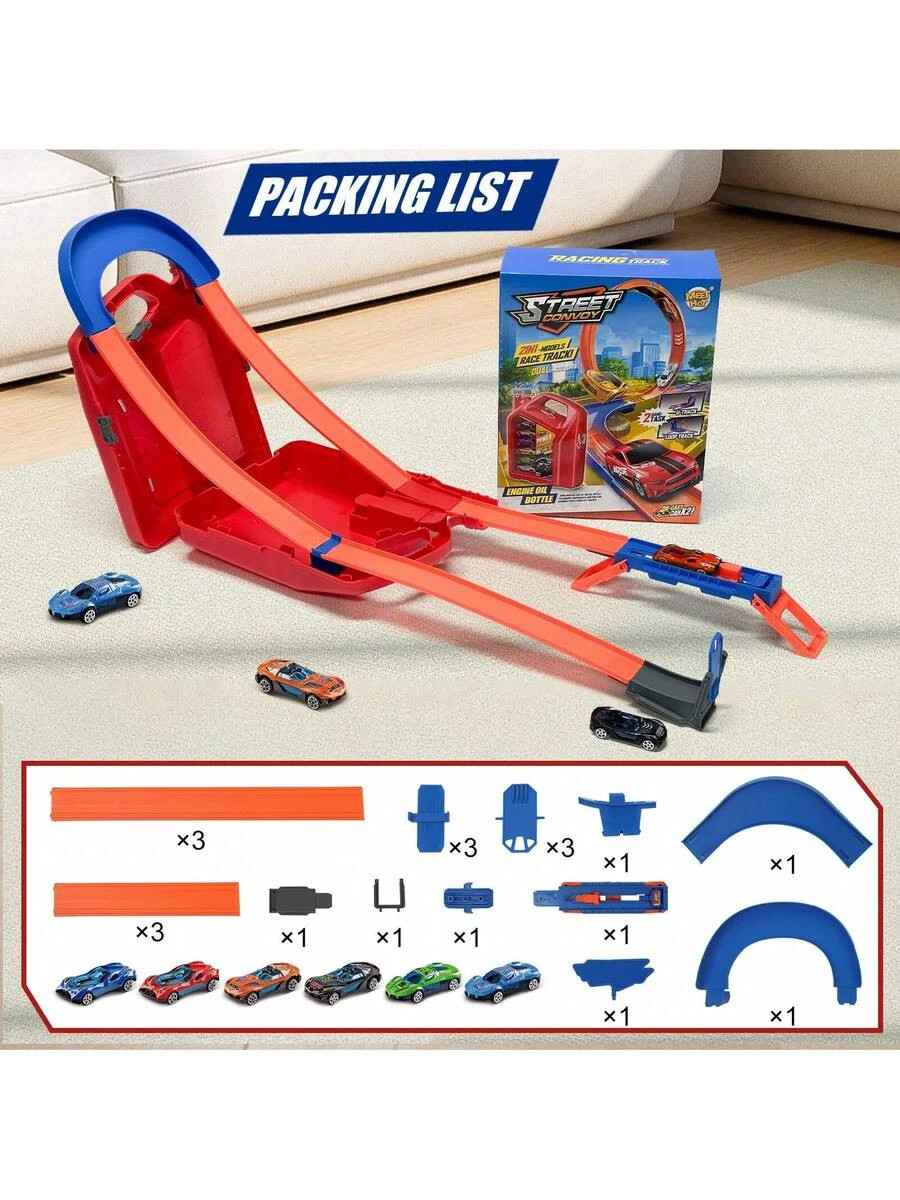 NEW 2-In-1 Racing Track 6 Toy Cars Kids Ages 3+ FREE SHIPPING