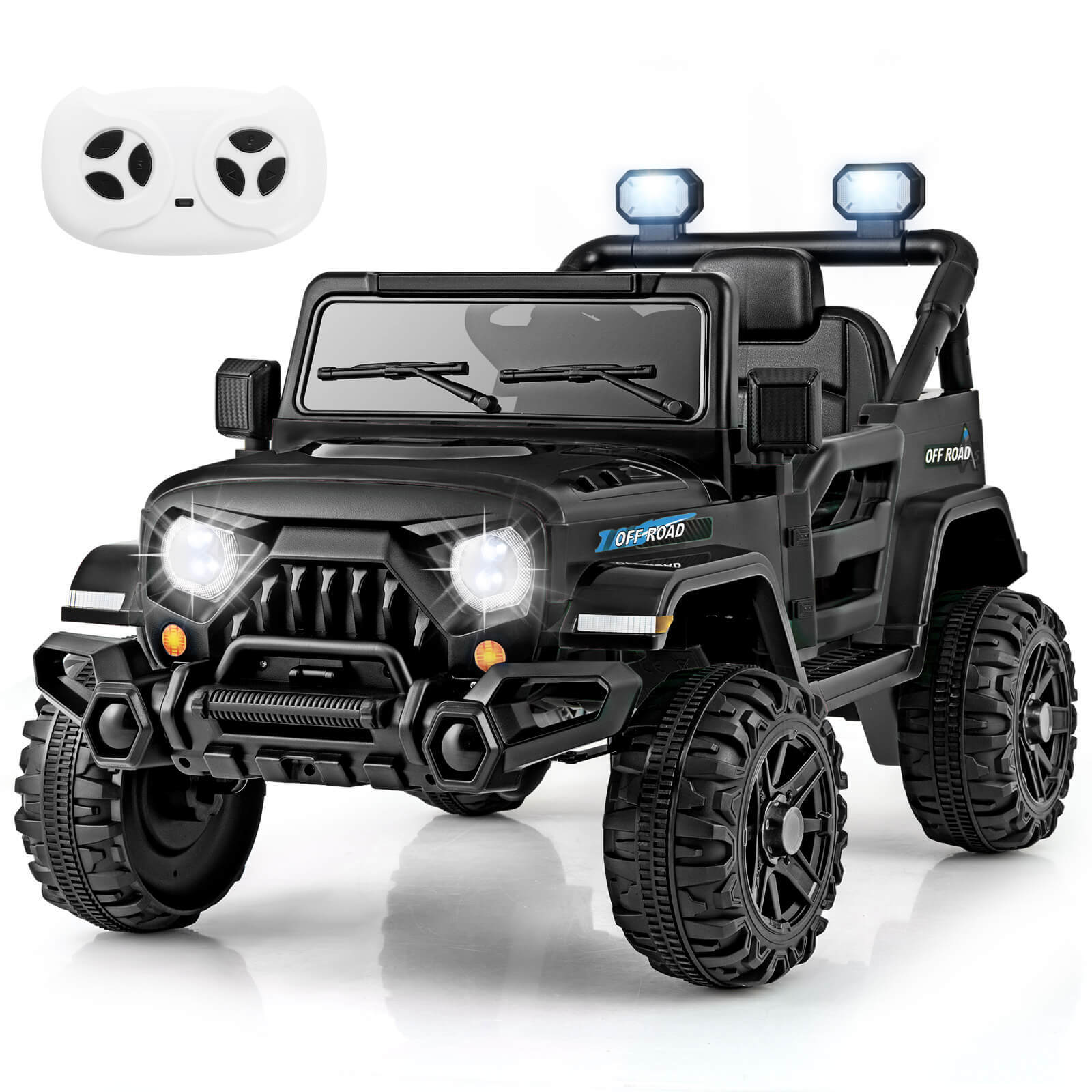 12V Kids Ride on Truck Car W/Remote Control Threaded Wheels 3 Speeds LED Lights