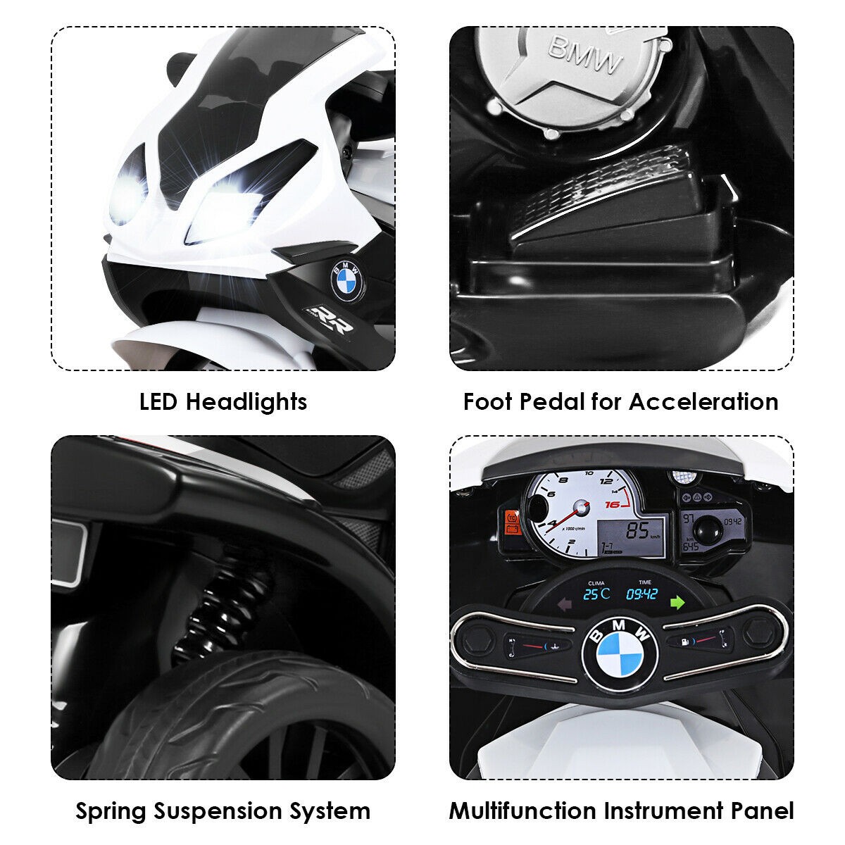 Kids Ride On Motorcycle BMW Licensed 6V Electric 3 Wheels Bicycle w/