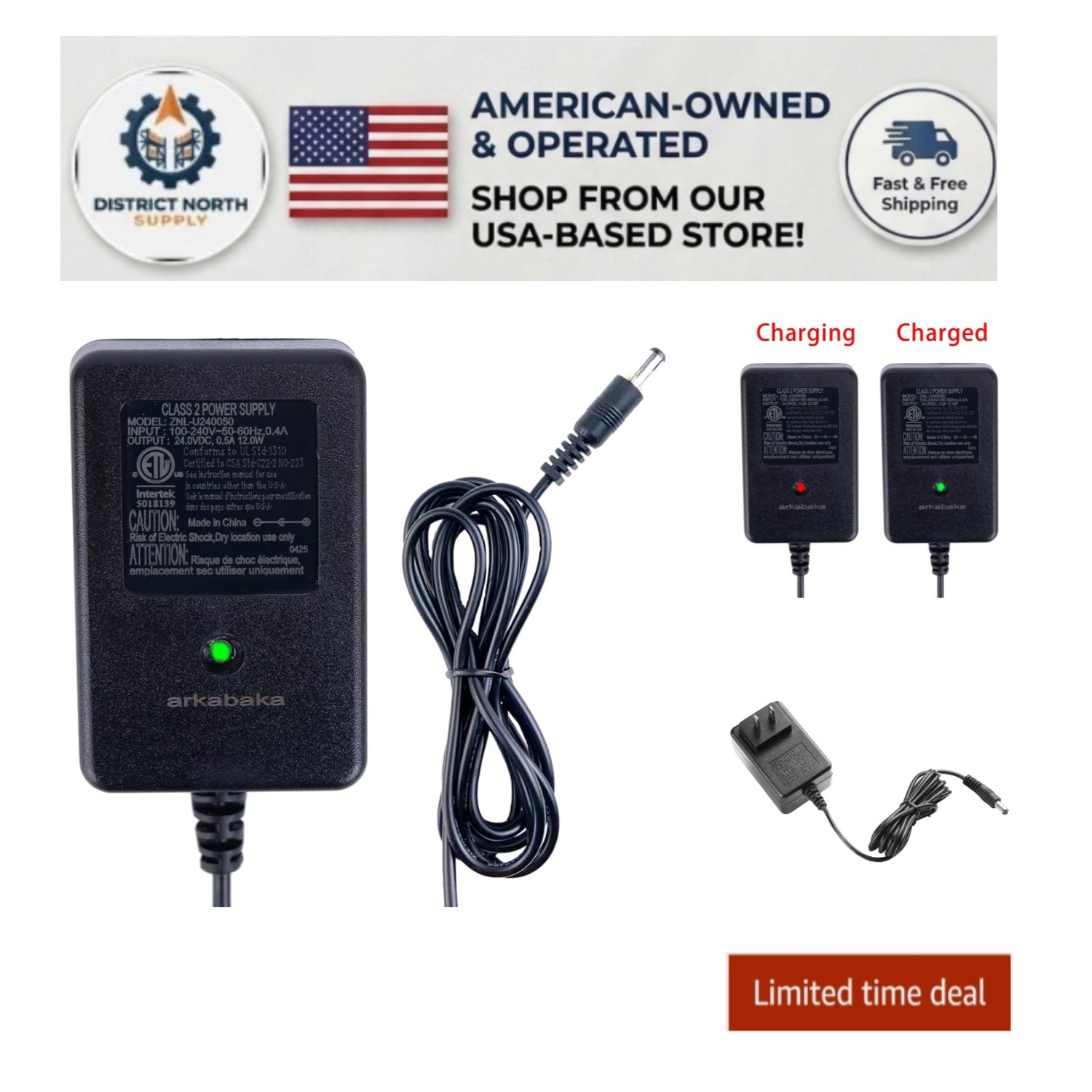 Children’s Ride-on Toy Charger – 24V with Overcurrent Protection & LED Indicator