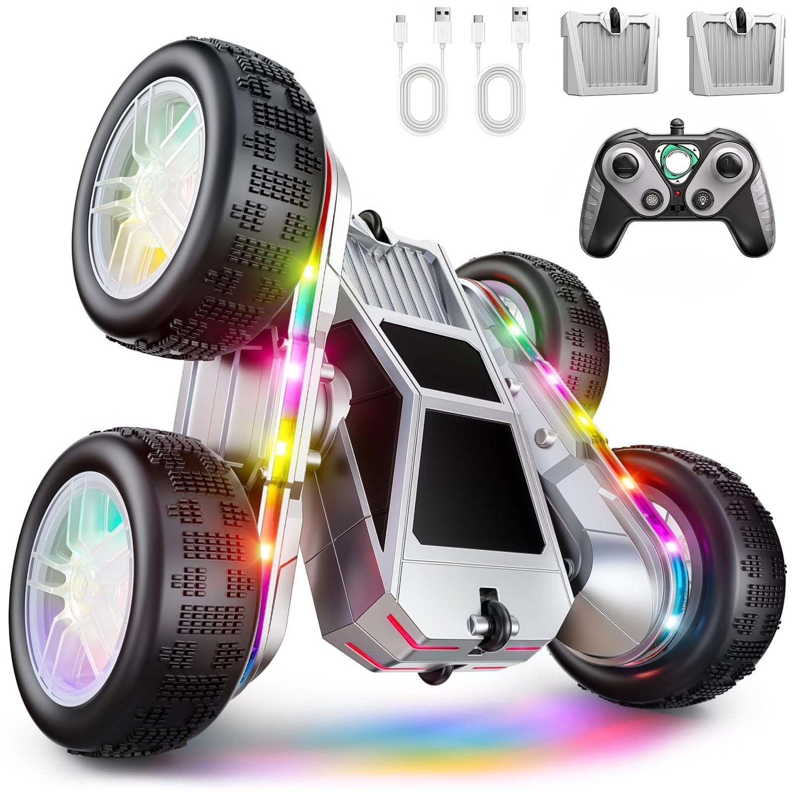 WayEee Remote Control Car for Boys 4-7, 360° Flips Rotating RC Stunt Car wi