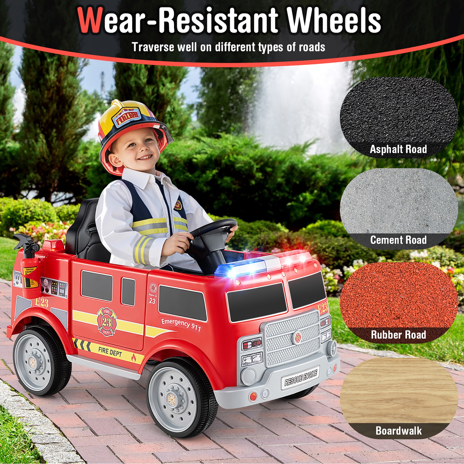 Kids Ride on Police Car 12V Battery Powered Electric Vehicle w/ 3 Speeds