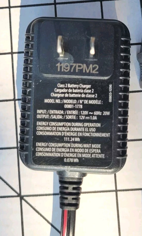 OEM Fisher Price Power Wheels Adapter Charger Cord Model 00801-1778-Untested