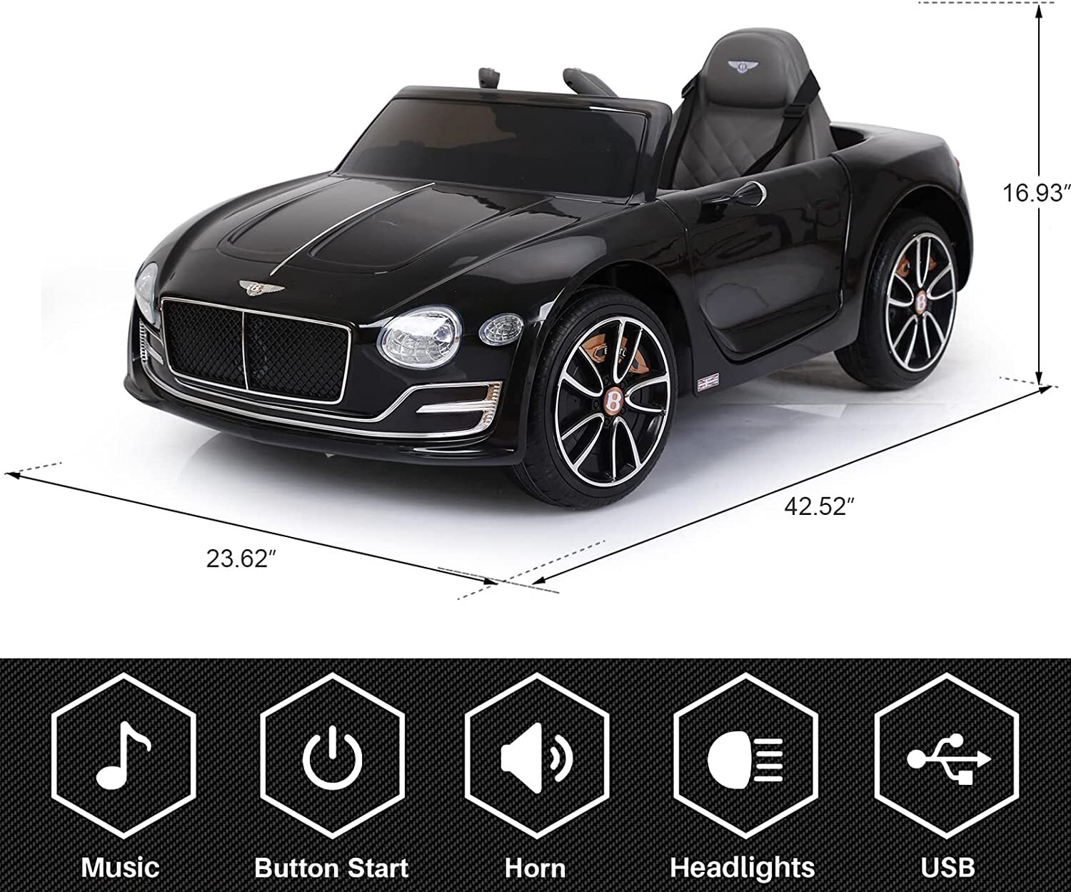 BENTLEY Style Kids Ride on Car 12V Child Toy Electric Remote Control LED MP3 US
