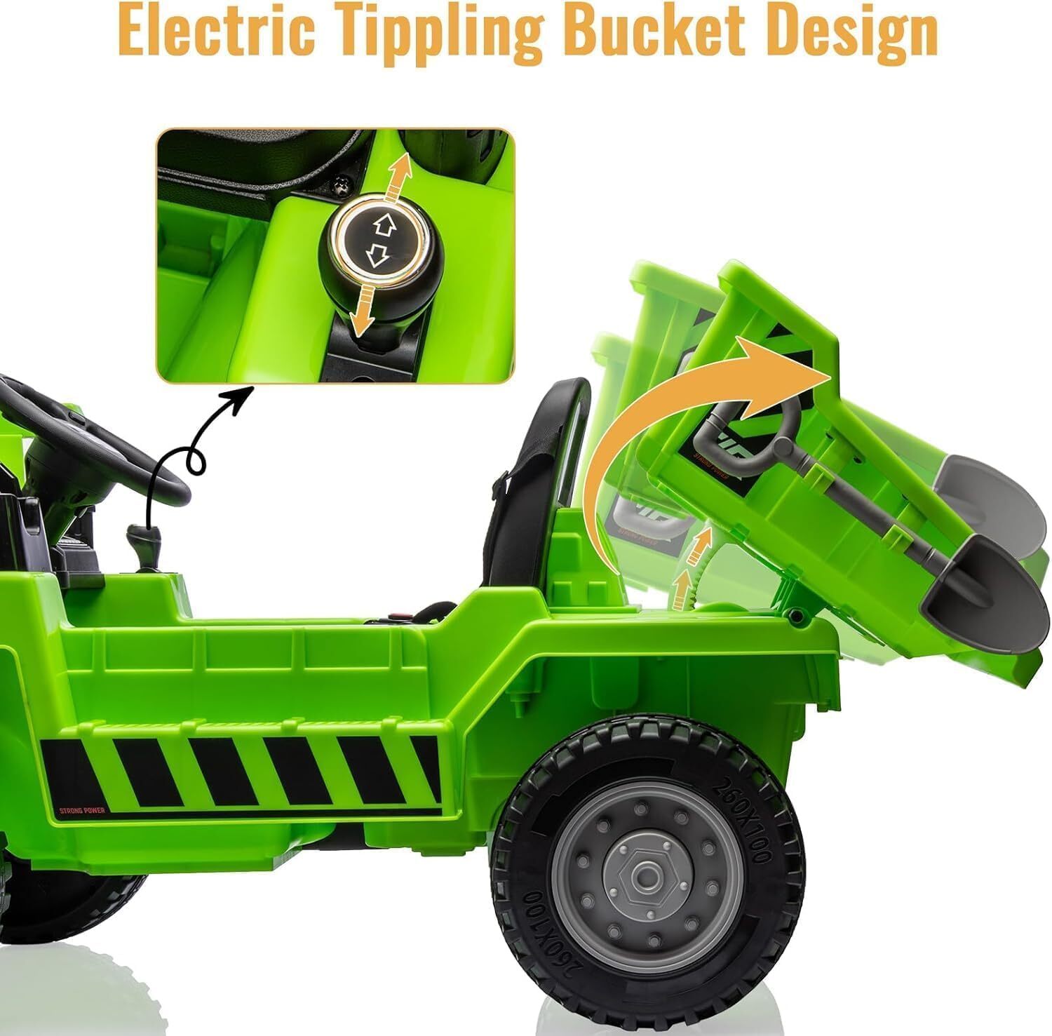 12V Ride-on Dump Truck, 4-Wheel Battery Powered Toy Cars With Electric Dump Bed