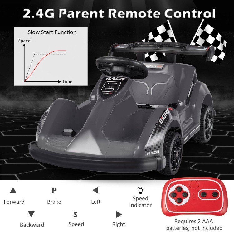 Kids 6V Electric Ride On Go Kart w/ Parent Remote Control Seatbelt Music