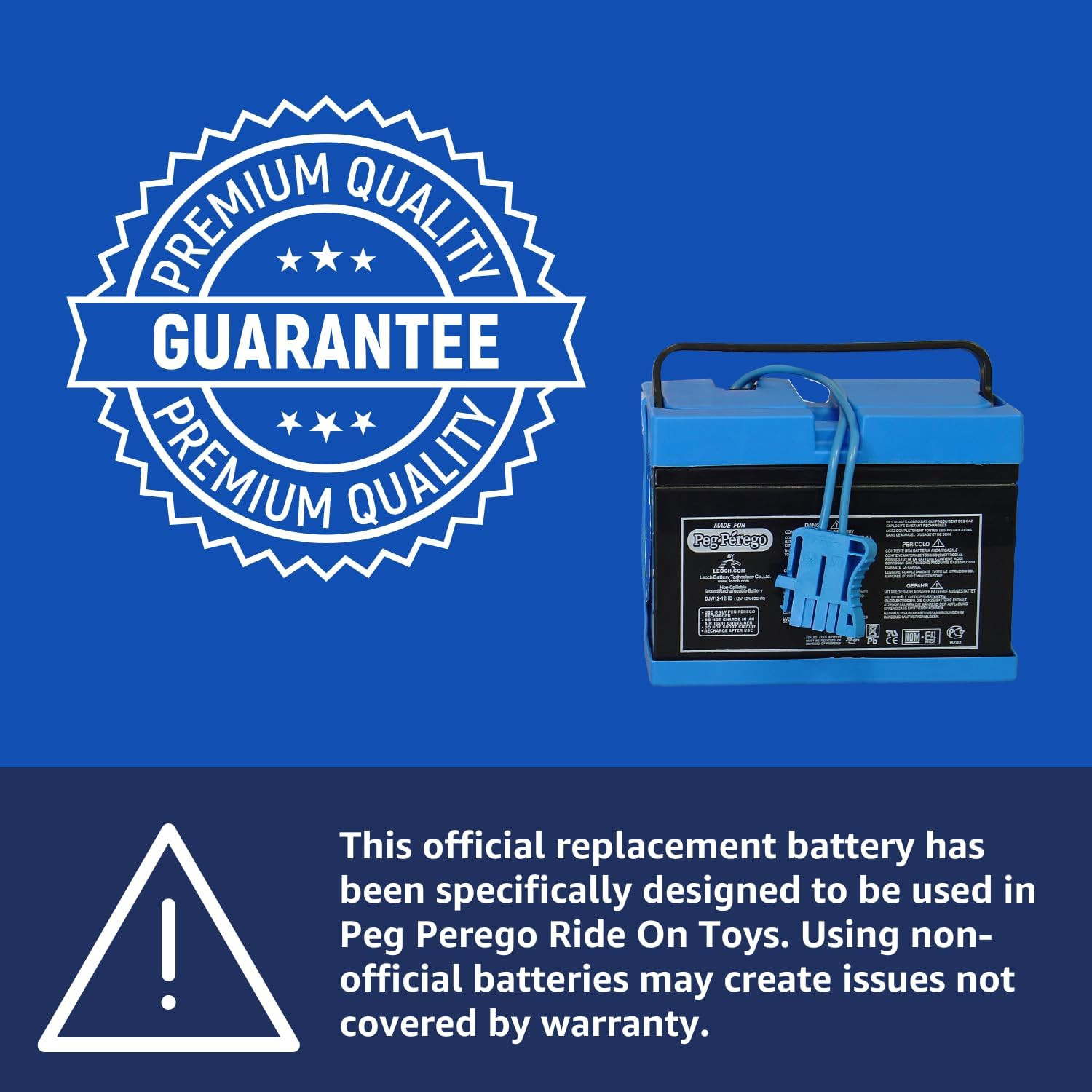 Peg Perego Official 12 Volt Replacement Battery for Ride on Toys. All Season Per