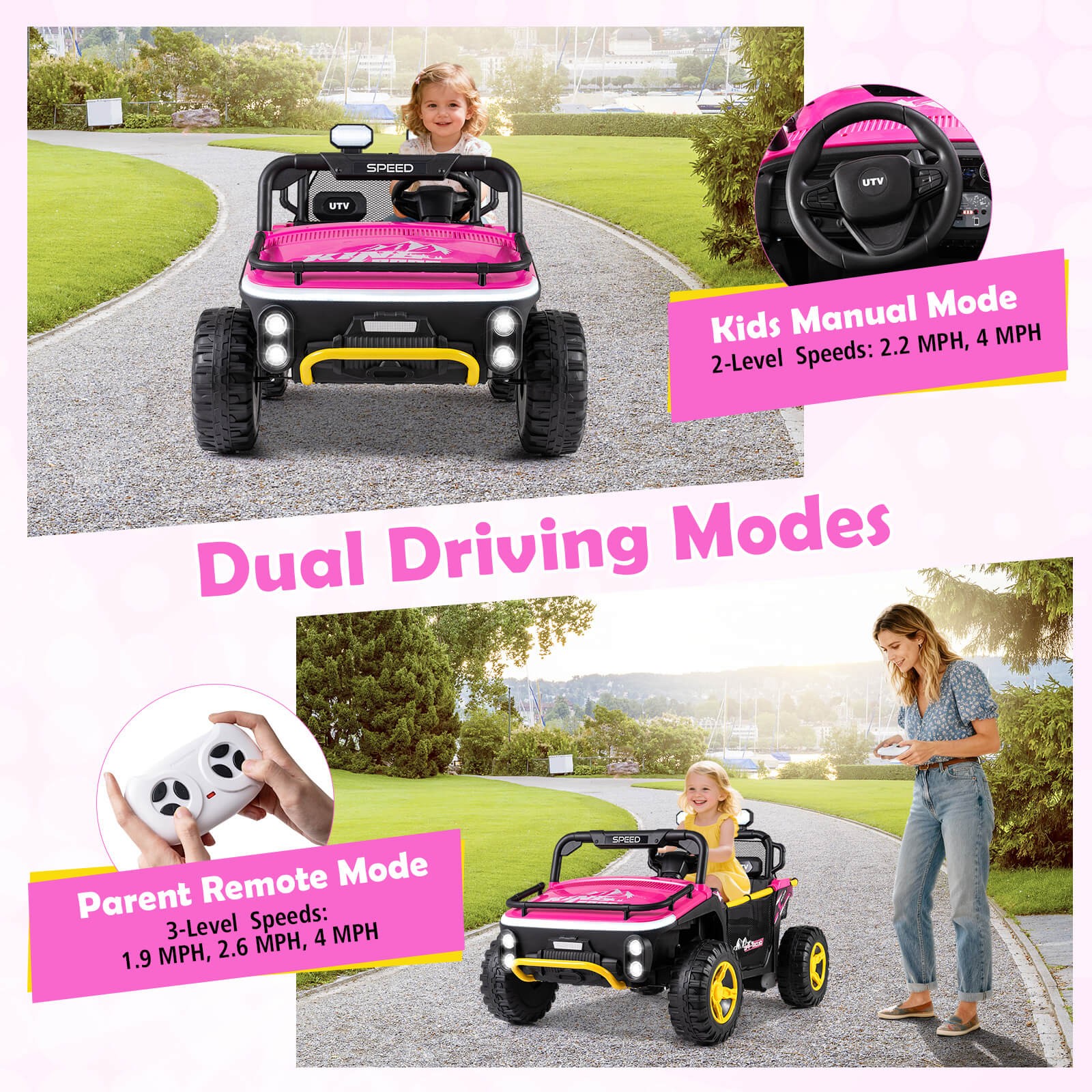 24V Ride on Toy for Big Kid’s 2 Seater Ride on UTV Truck Car w/ Remote Control