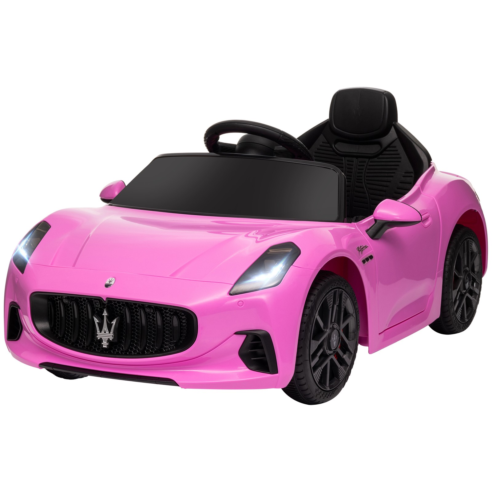 12V Kids Electric Car Licensed with Auxiliary Wheel, Remote, Pink