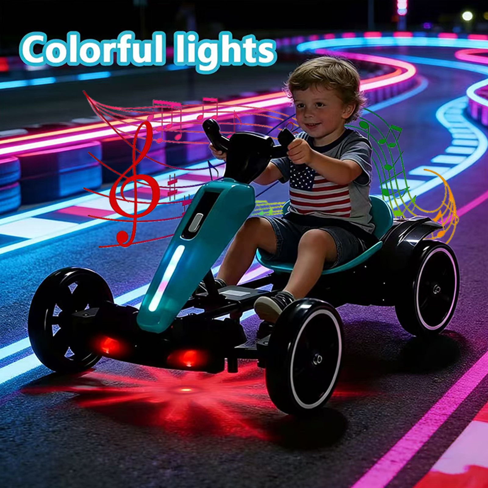12V Electric Go Kart for Kids with Adjustable Seat Pedal Go Kart Ride on Toy