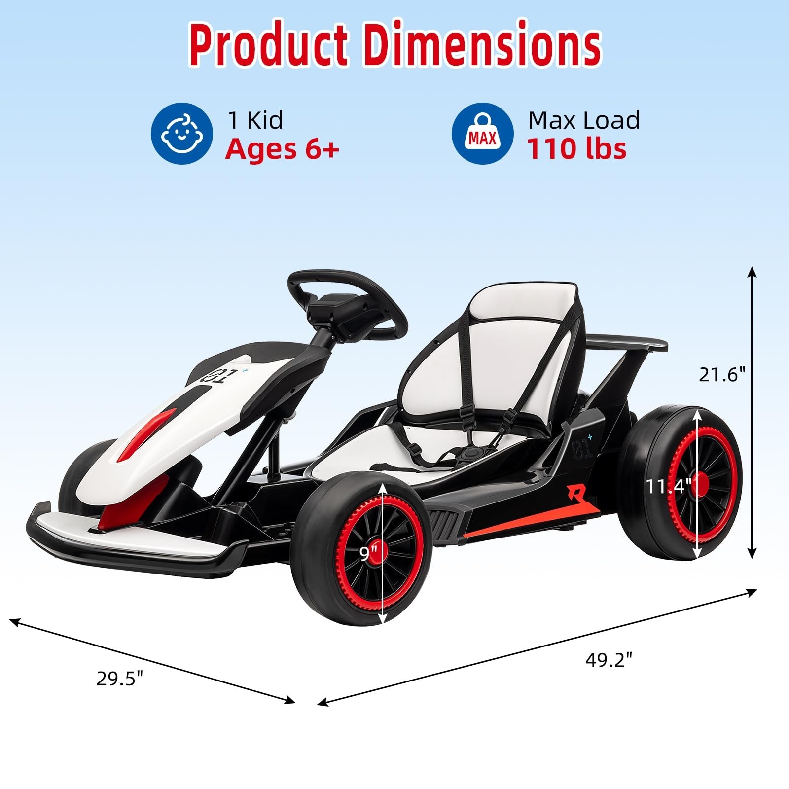 24V Kid Go Kart Electric Drift 200W Dual Motor 360° Drifting 5-Point Safety Belt