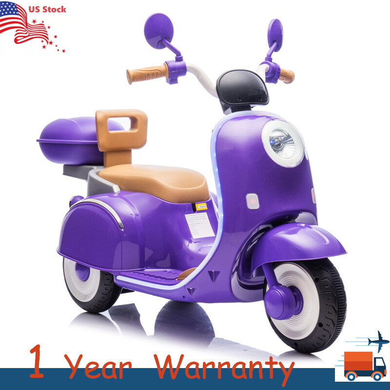 12V Kids Ride On Three-Wheel Electric Motorcycle W/Bluetooth Music For 3-6 Years