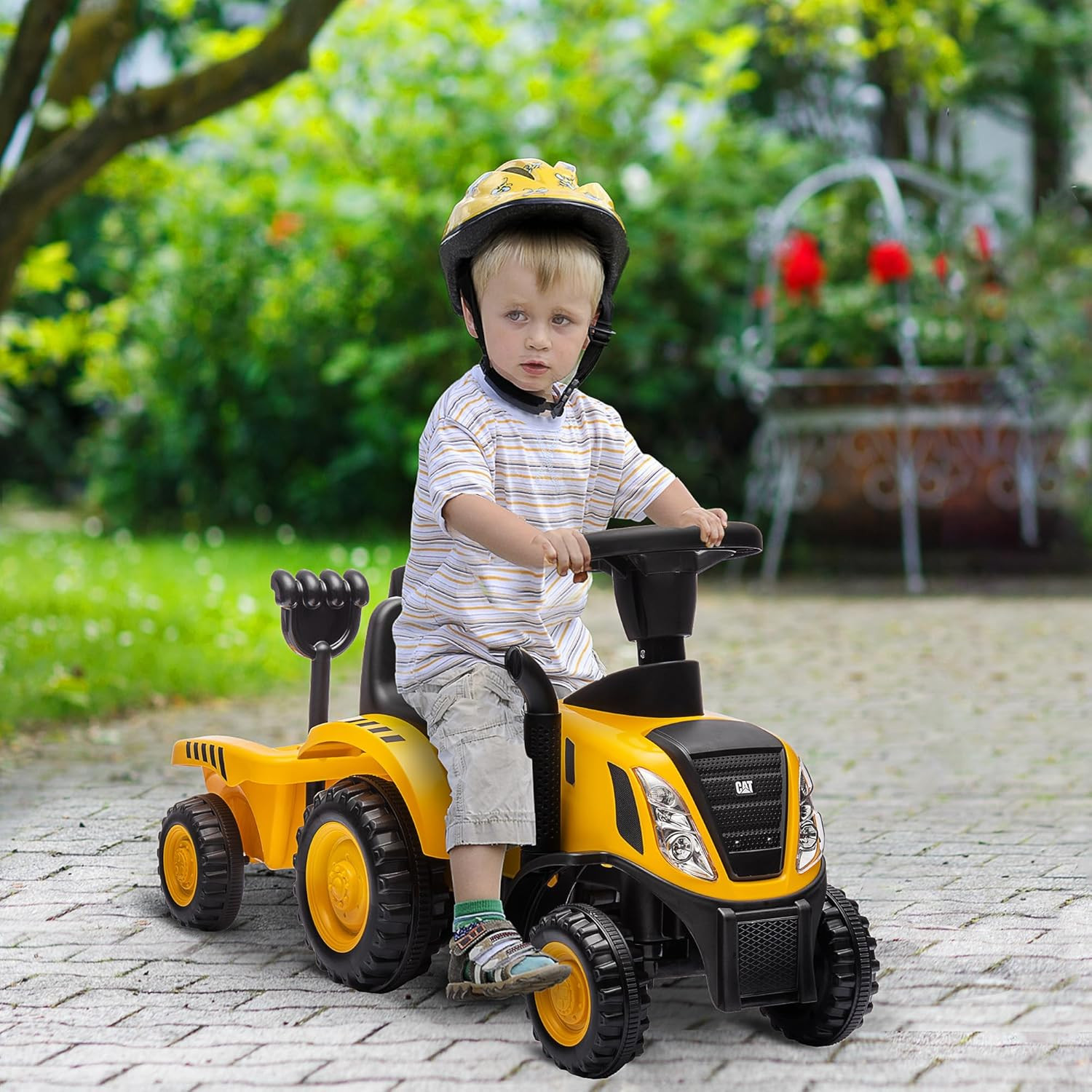 2 in 1 Ride on Tractor for Kids, Caterpillar Licensed Ride on Excavator with Sho