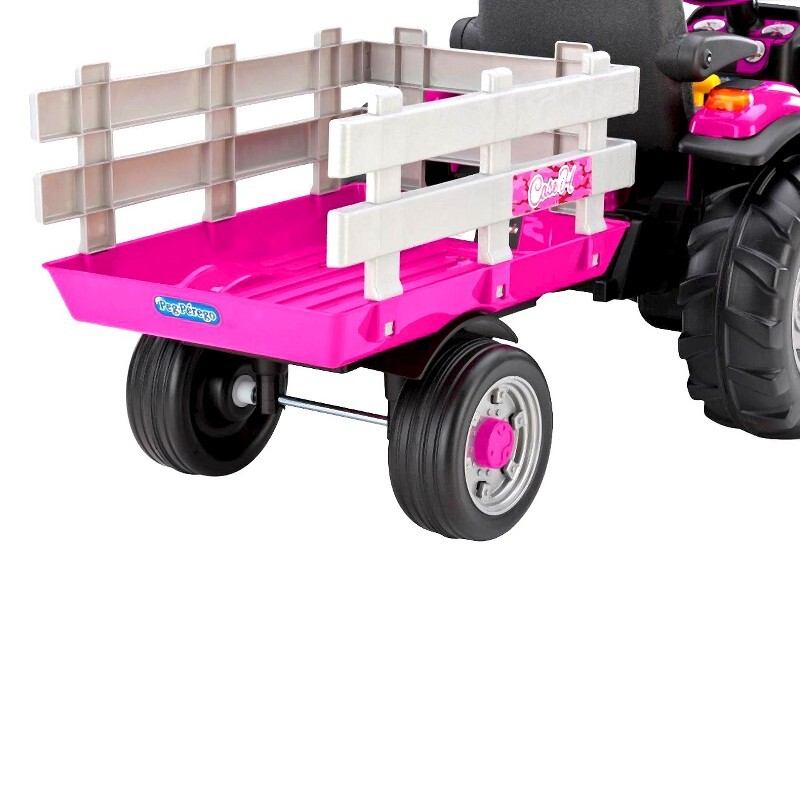 Peg Perego 12V Case IH Magnum Tractor with Trailer Powered Ride-On – Pink