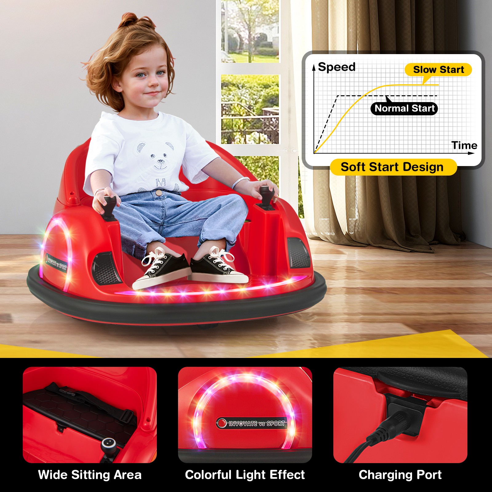 12V Electric 360° Spin Car Toy Ride on Bumper Car for Toddlers w/ Remote Control
