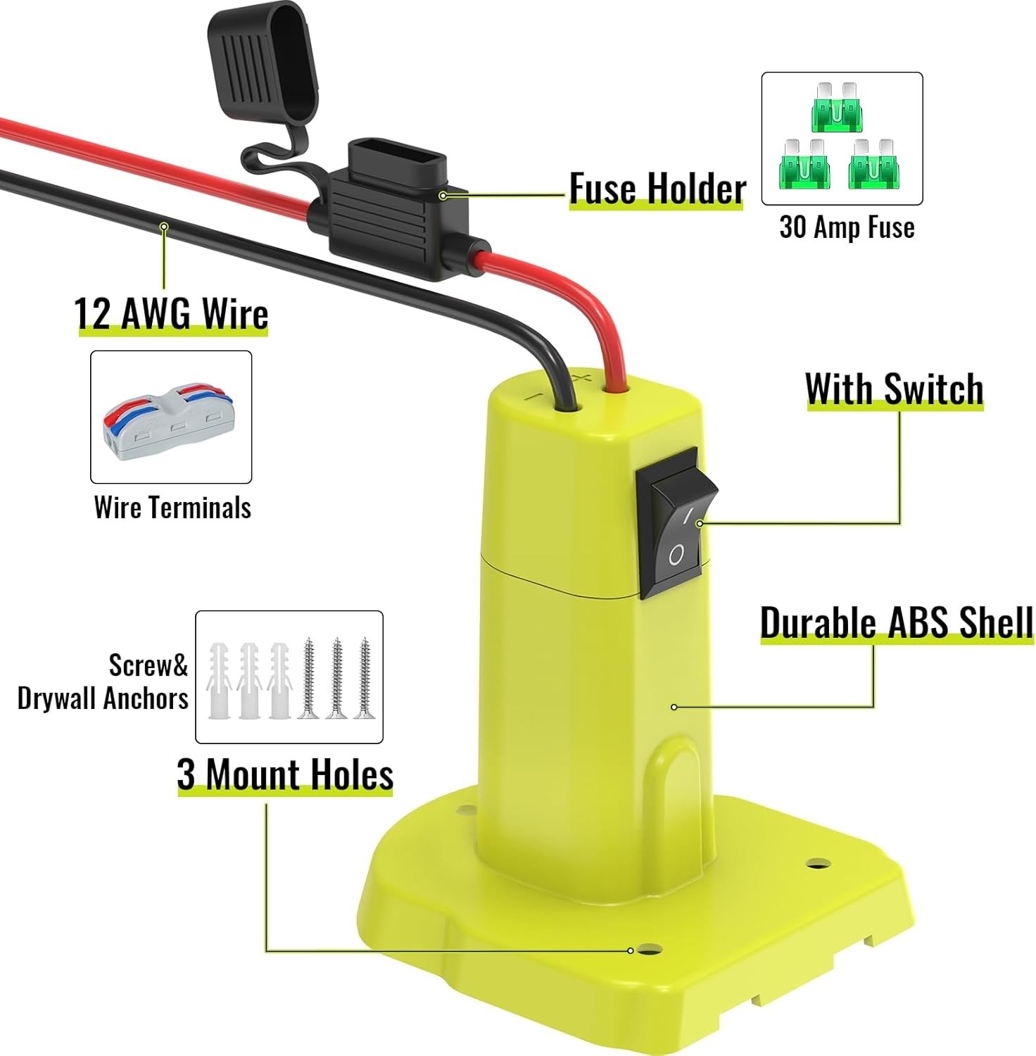Ryobi 18V Power Wheel Adapter with Built-in Switch & Upgraded Safety Features