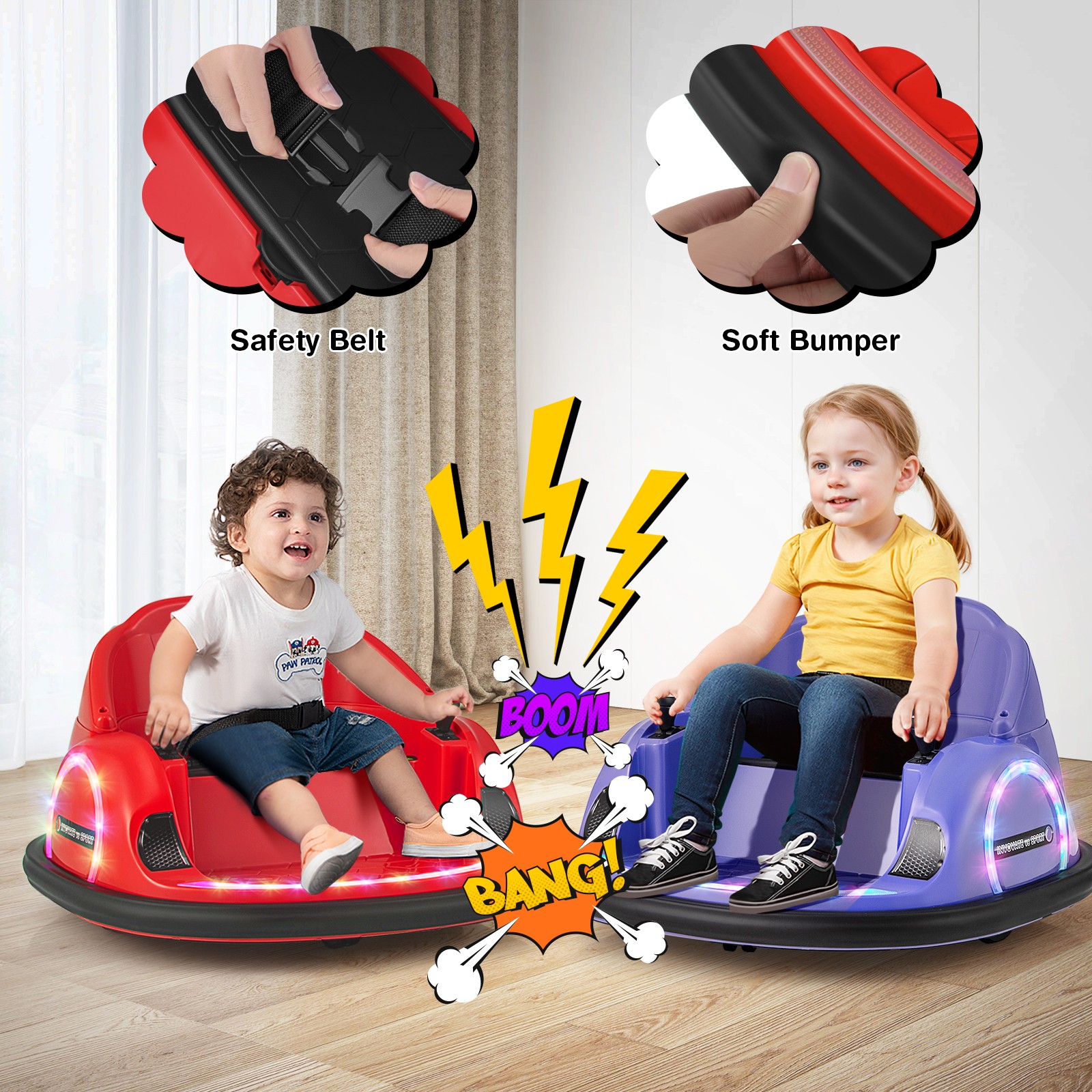12V Electric 360° Spin Car Toy Ride on Bumper Car for Toddlers w/ Remote Control