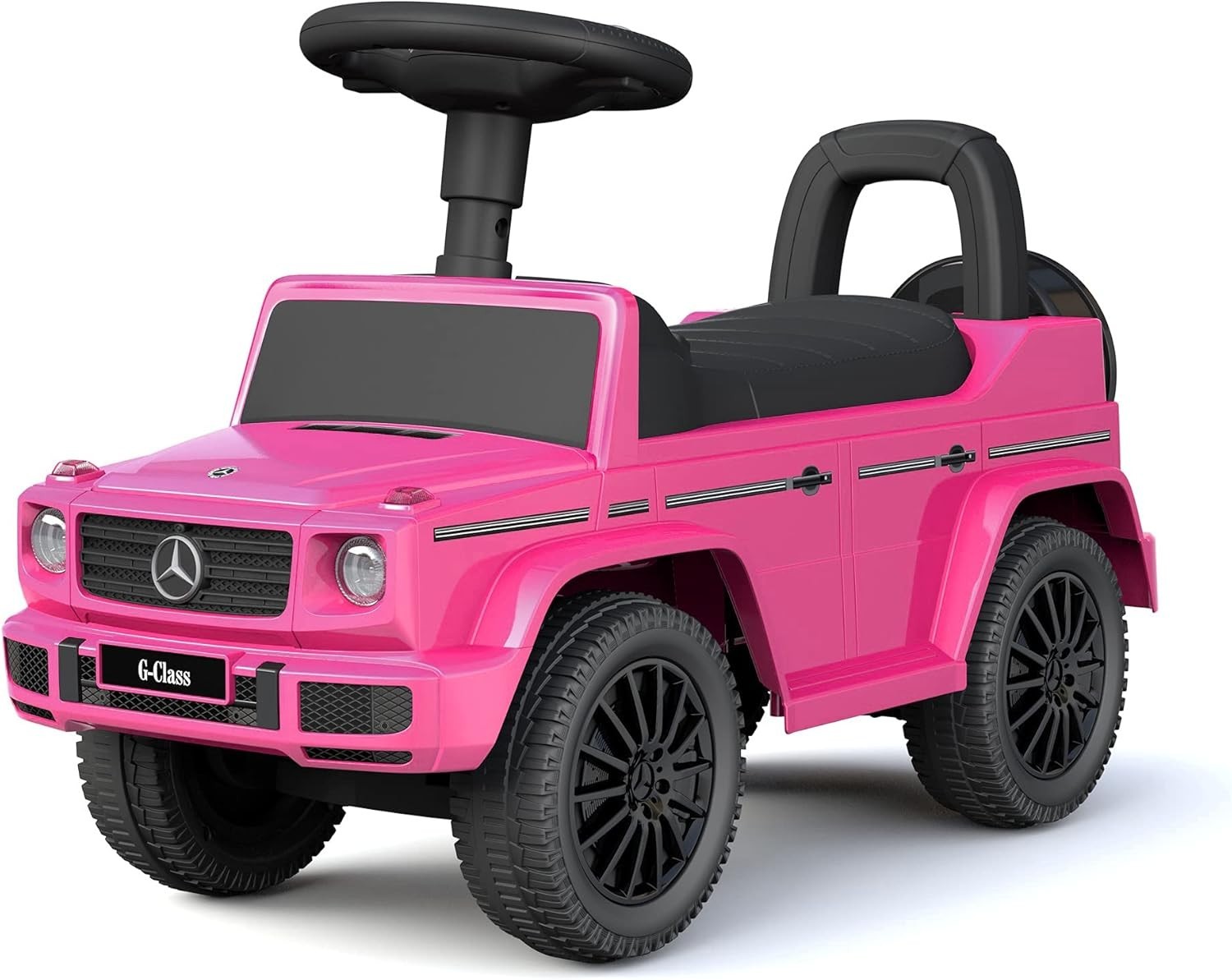 Pink Mercedes G-Wagon Push Car for Kids, Working Lights & Horn