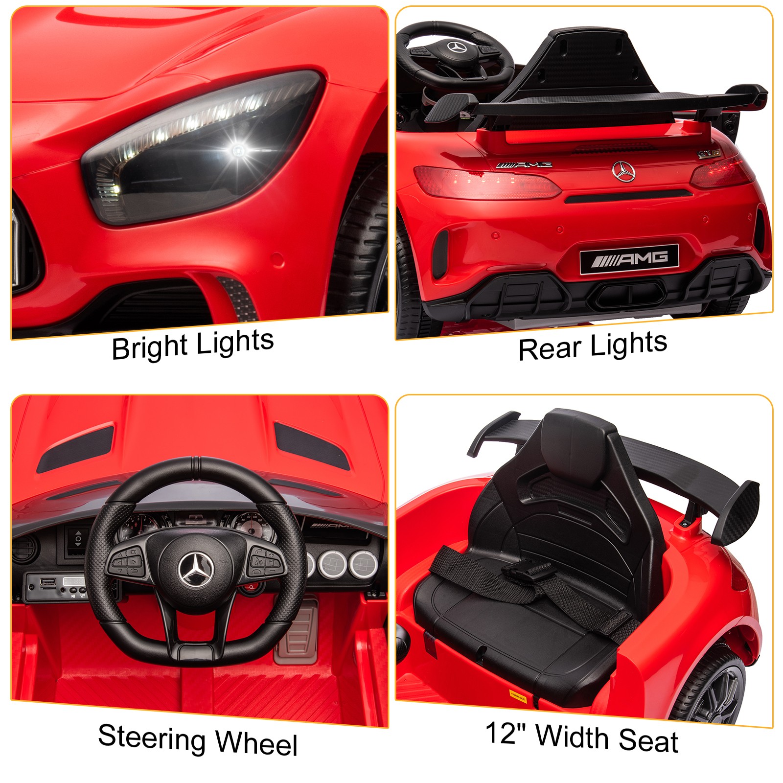 Kid Toddler 12V Licensed Mercedes-Benz Electric Ride on Car Toy with Remote Red