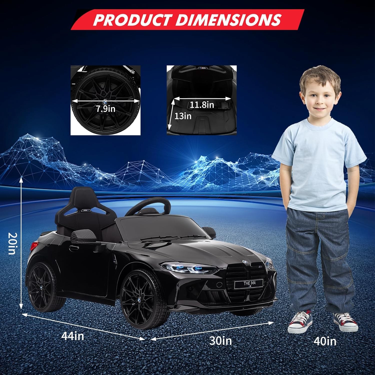 GARVEE 12V BMW M4 Licensed Kid Electric Car Remote Control Music USB LED Buttons