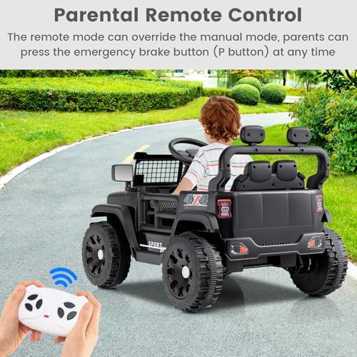 12V Ride On Truck, Battery Powered Electric Vehicle for Kids with Remote Black