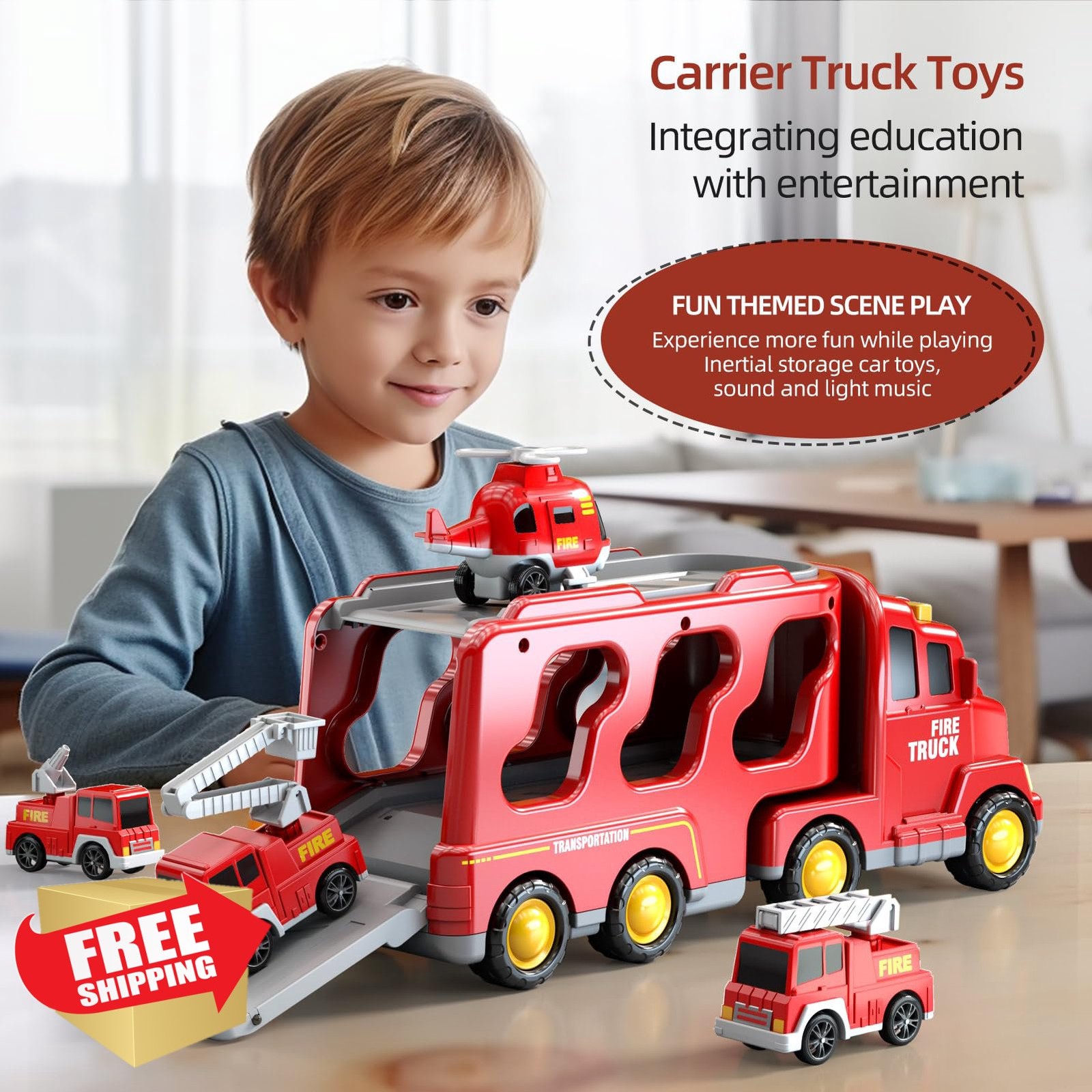 Beby Buty 5 in 1 Fire Truck Toys Boys 3-6Y